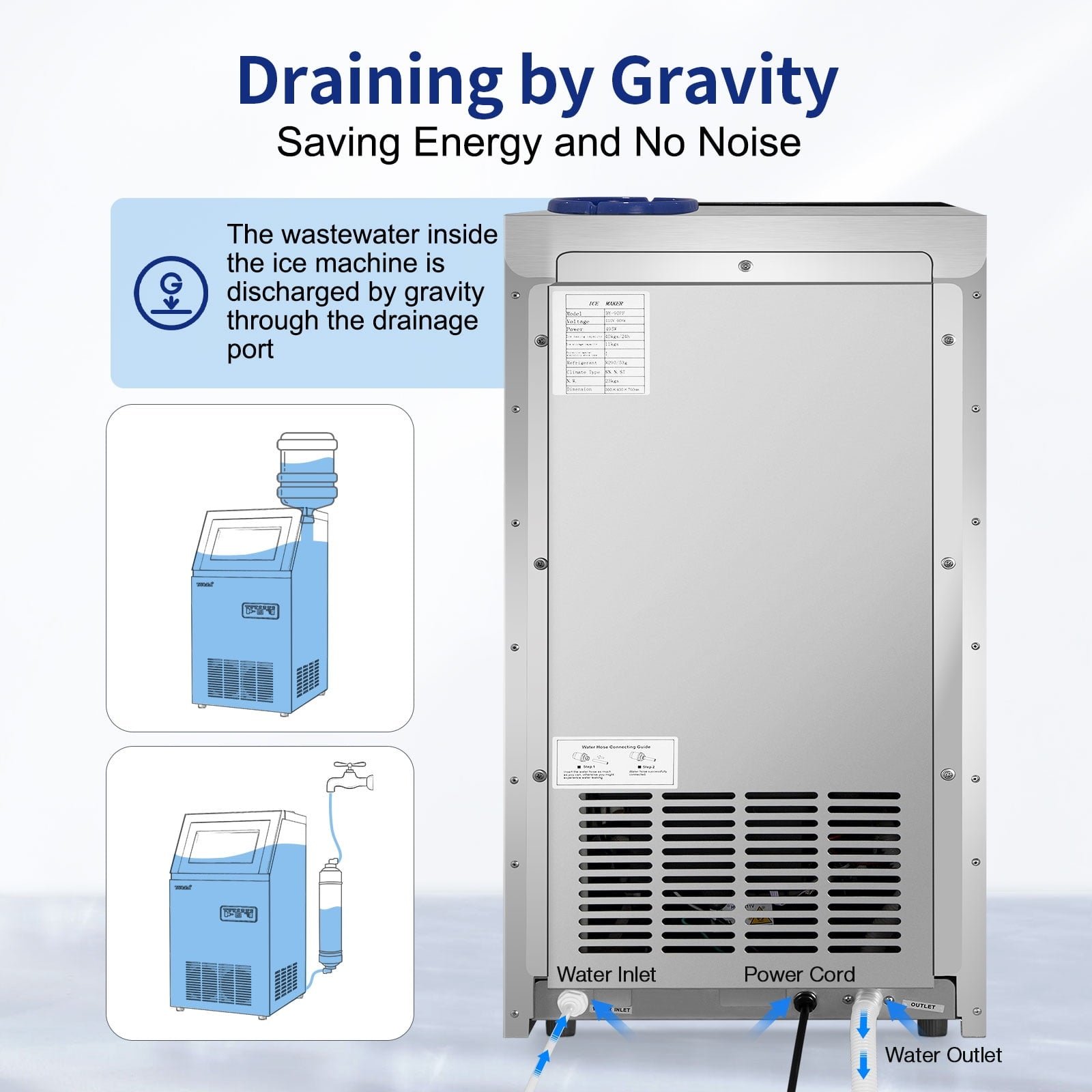 TITTLA 100Lbs/24H Commercial Ice Maker Machine, 24 Lbs Storage, 45 Ice Cubes in 12-15 Mins, Stainless Steel Ice Maker for Home Bar Cafe