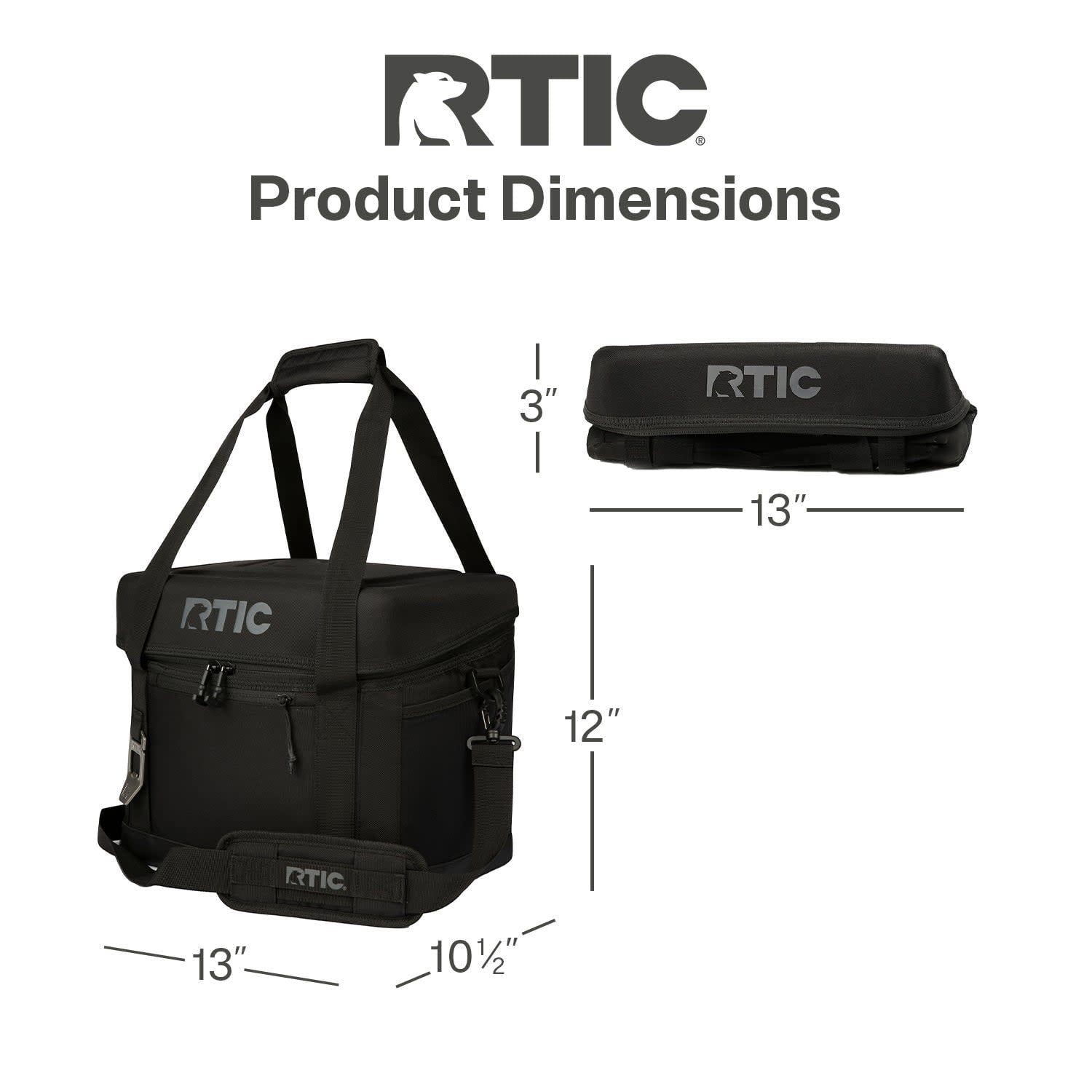 RTIC 28 Can Everyday Soft Cooler, 27 qt Collapsible with Bottle Opener, Black
