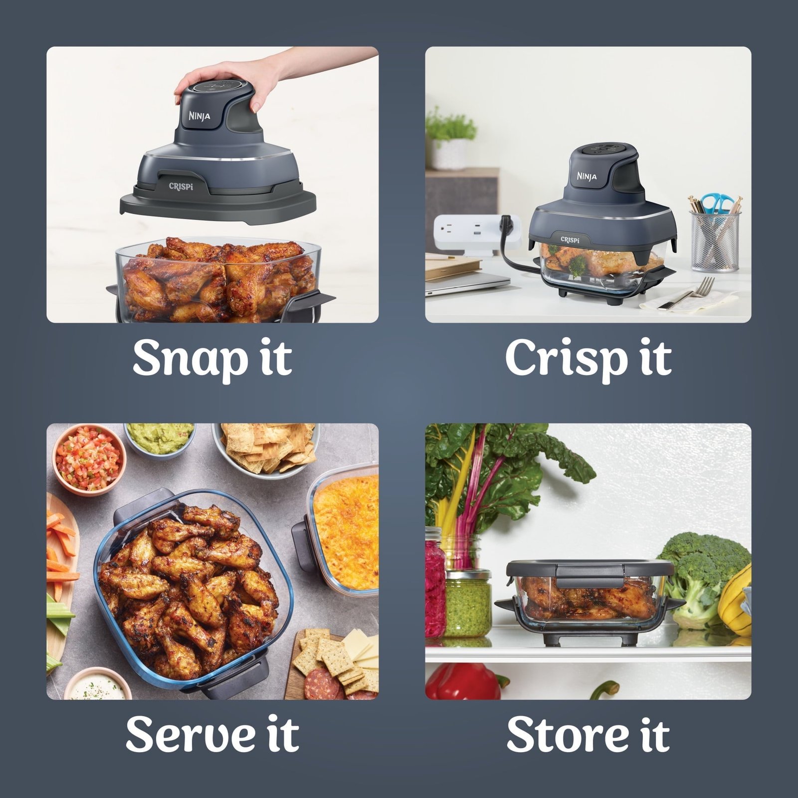 Ninja Crispi 4-in-1 Portable Glass Air Fryer Cooking System