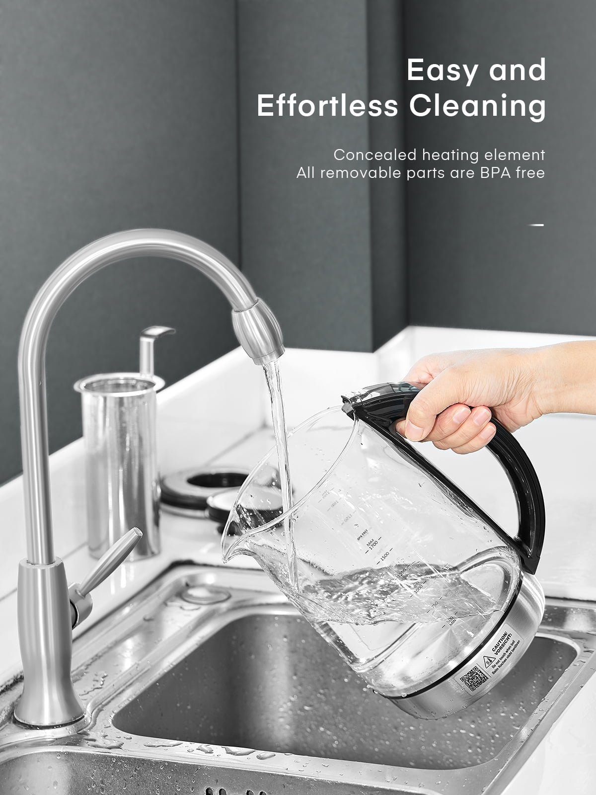 FOHERE Electric Tea Kettle, Electric Kettle Temperature Control with 9 Presets, 2Hr Keep Warm, Removable Tea Infuser,Silver Stainless Steel Glass Boiler, BPA Free, 1.7L