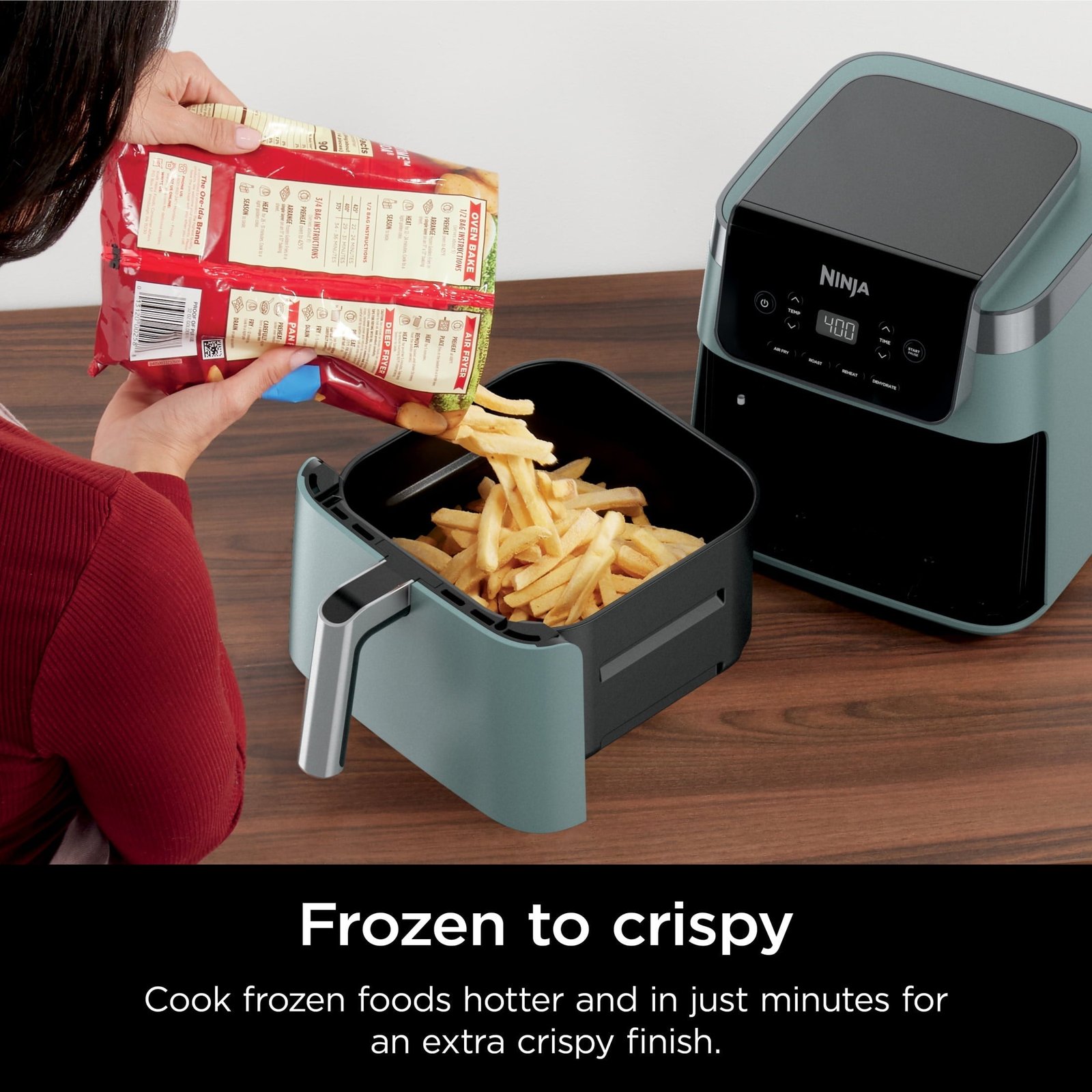Ninja 4-in-1 Pro XL 6.5 Qt Air Fryer w/ Air Crisp Technology, Nonstick Basket & Crisper Plate, AF180 Sage