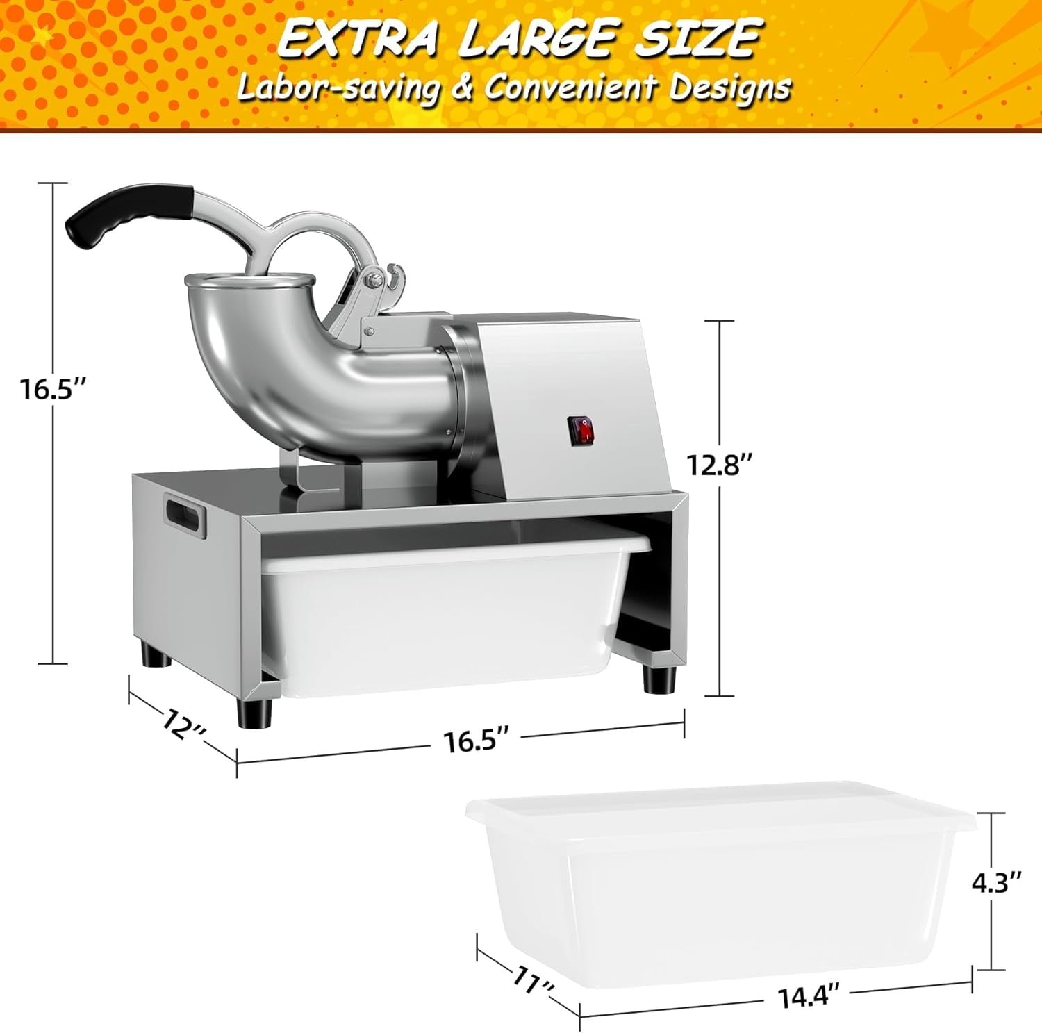 500LBS/H 300W Commercial Snow Cone Machine Ice Shaver Ice Crusher for Snow Cones