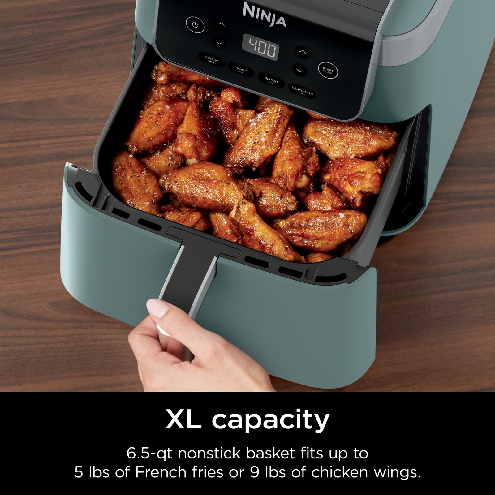 Ninja 4-in-1 Pro XL 6.5 Qt Air Fryer w/ Air Crisp Technology, Nonstick Basket & Crisper Plate, AF180 Sage