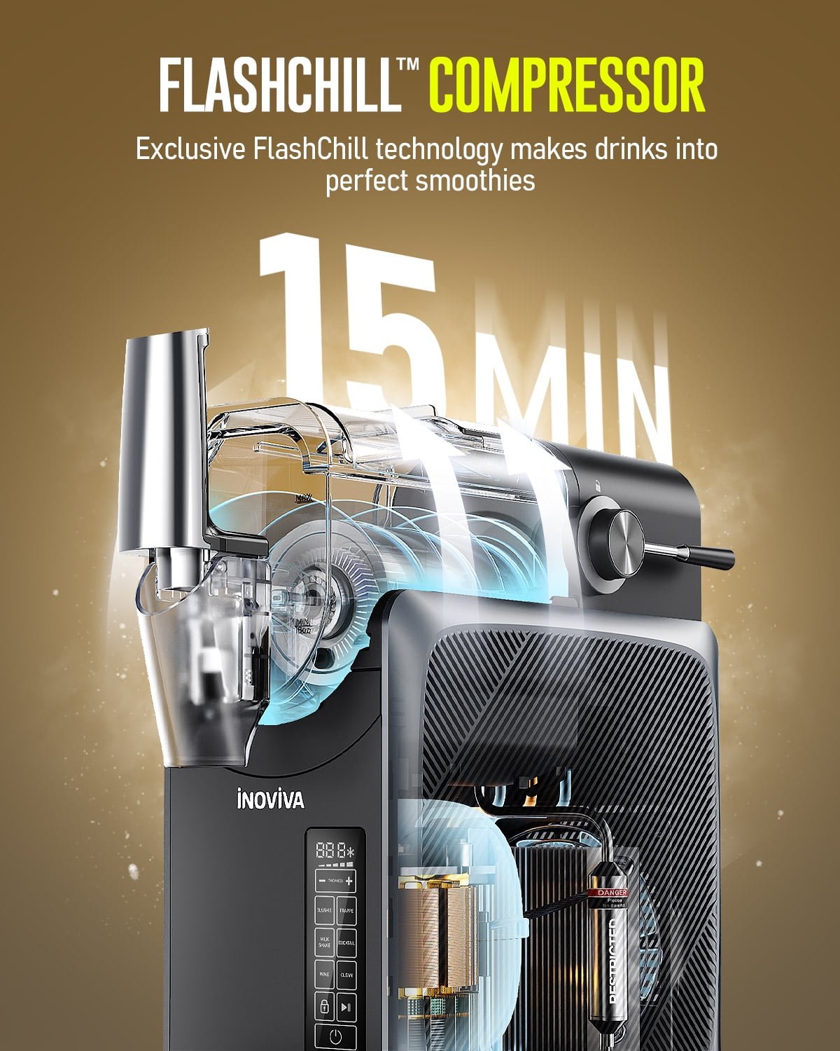 Slushie Machine, No Ice Needed, INOVIVA 68 oz Frozen Drink Maker for Home with Self-Cleaning, 5 Preset Programs, Frozen Margaritas, Frappés, Milkshake, and More