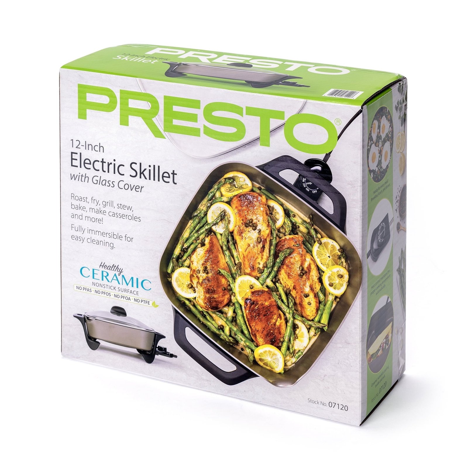 Presto 12-inch Ceramic Electric Skillet with Glass Cover, 07120