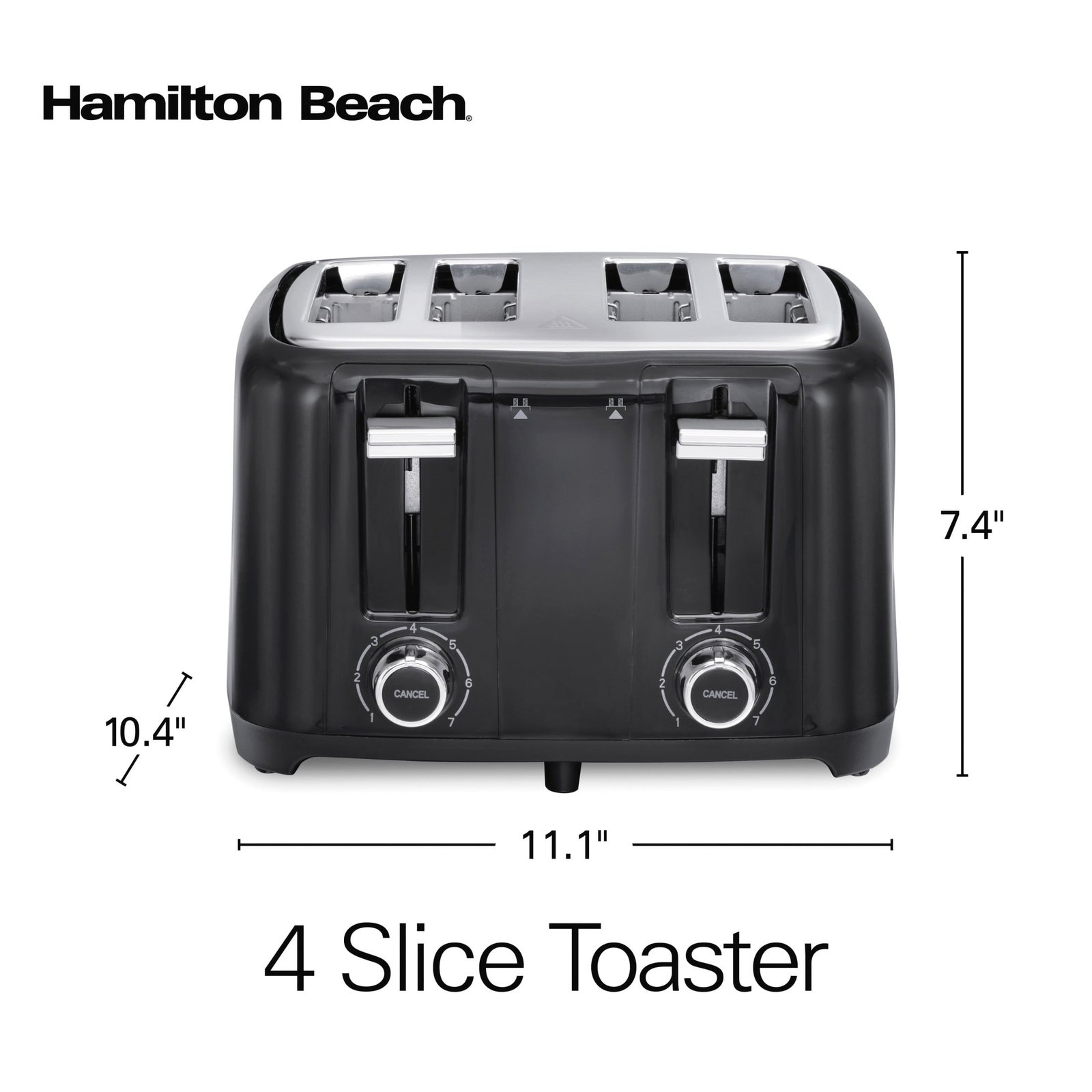 Hamilton Beach 4-Slice Toaster with Extra-Wide Slots, Toast Boost, and Removable Crumb Tray, Black