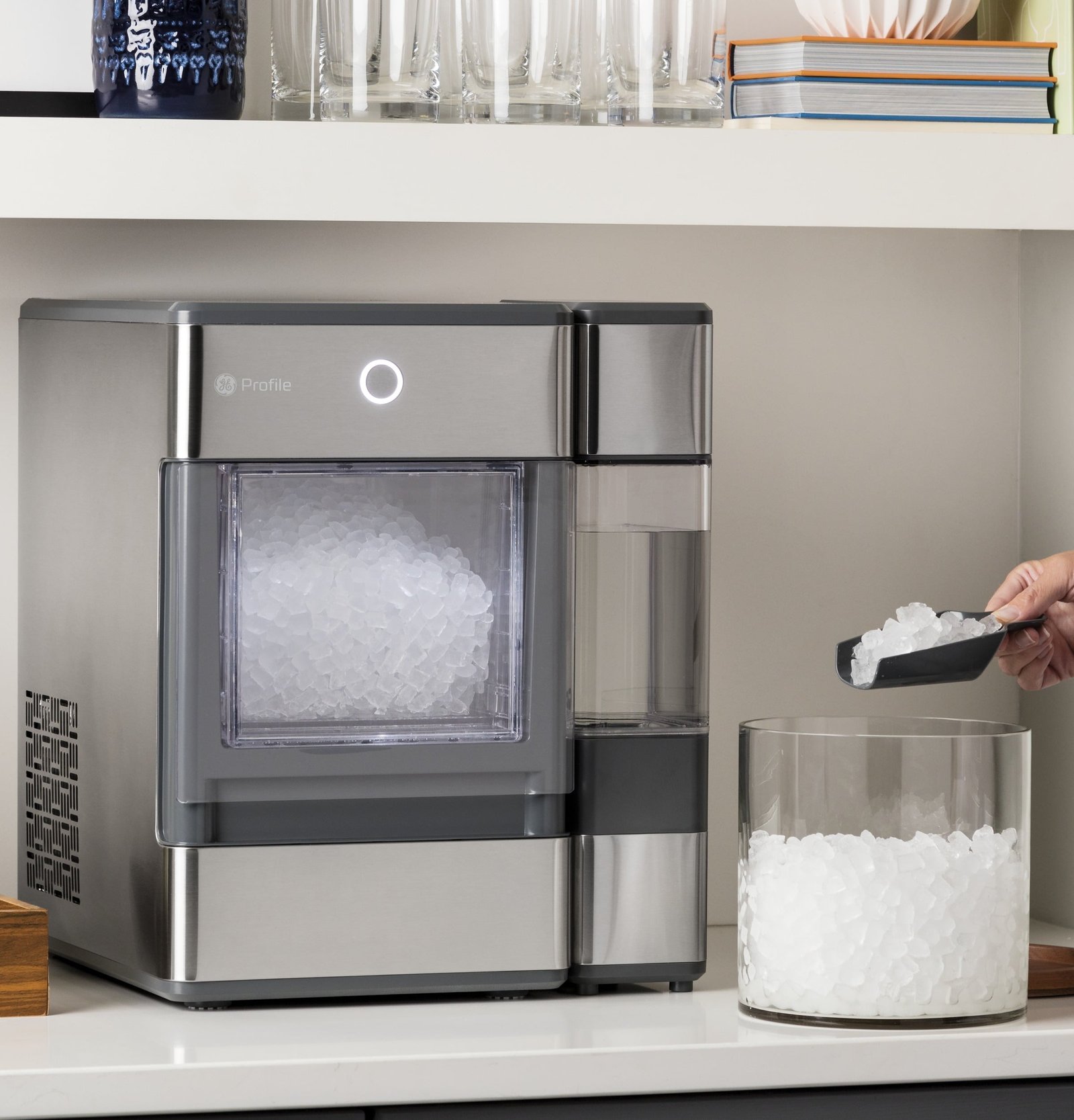 GE Profile™ Opal™ Nugget Ice Maker + Side Tank, Countertop Icemaker, Stainless Steel, 33lbs Daily Ice Production