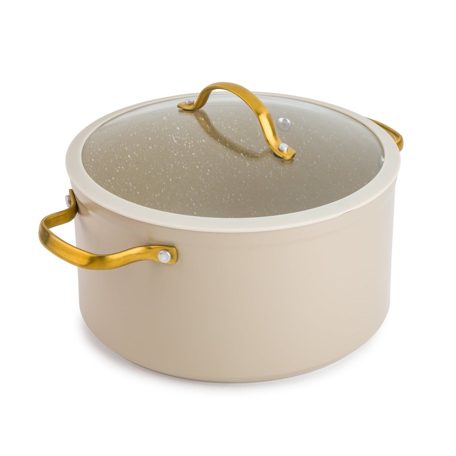 Thyme & Table 12-Piece Non-Stick Granite Collection Cookware Set, Pots and Pans Set - Taupe & Gold