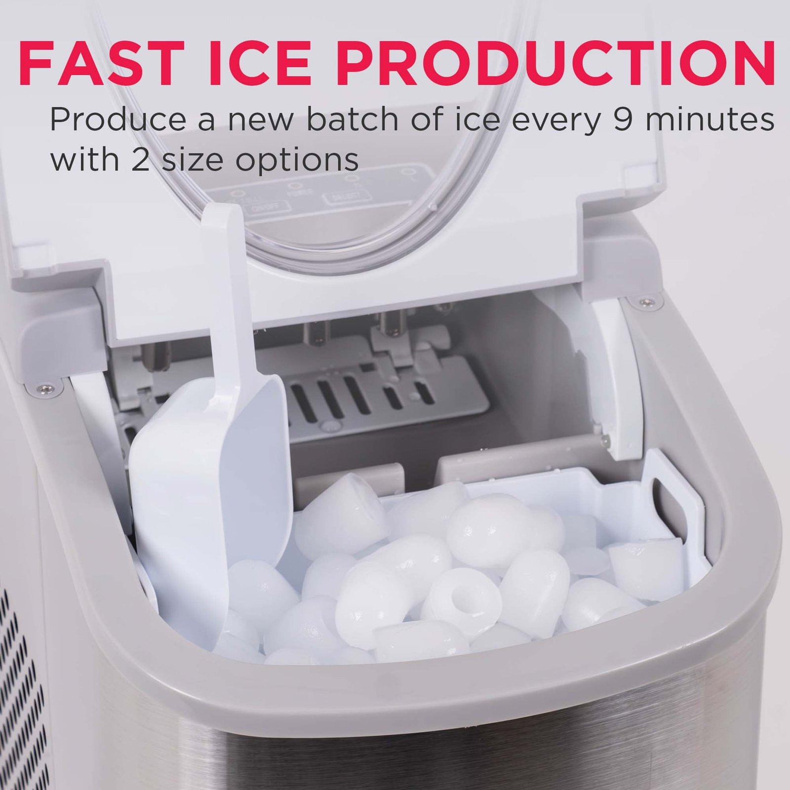 Frigidaire 26 lbs. Ice Maker, Bullet-Shaped Ice, Stainless Steel