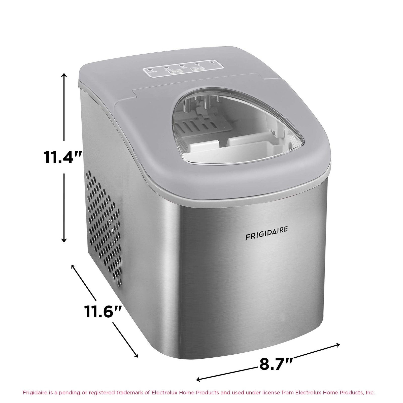 Frigidaire 26 lbs. Ice Maker, Bullet-Shaped Ice, Stainless Steel