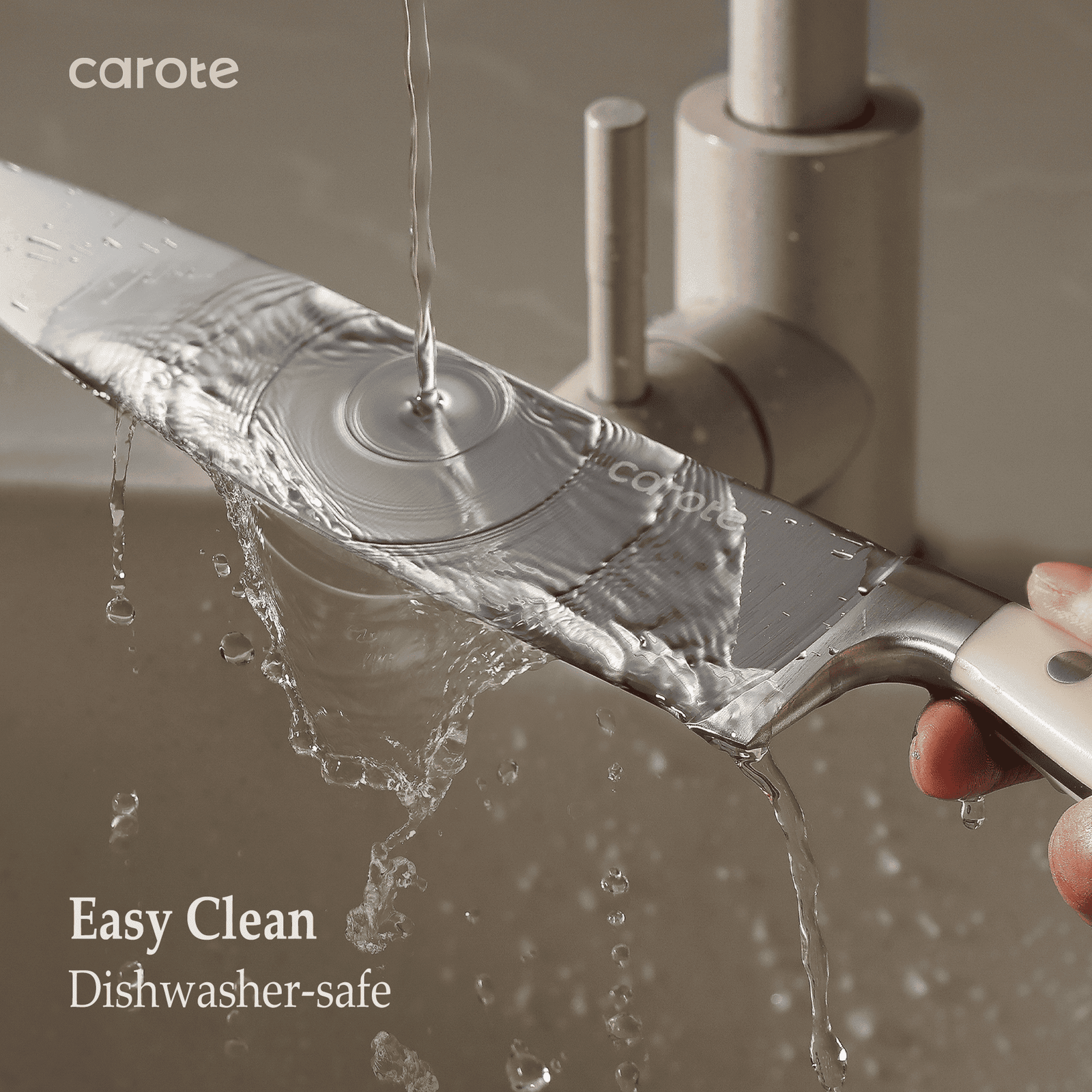 Carote 14 Pcs Knife Set with Wooden Block Stainless Steel Knives with Ergonomic Handle, Forged