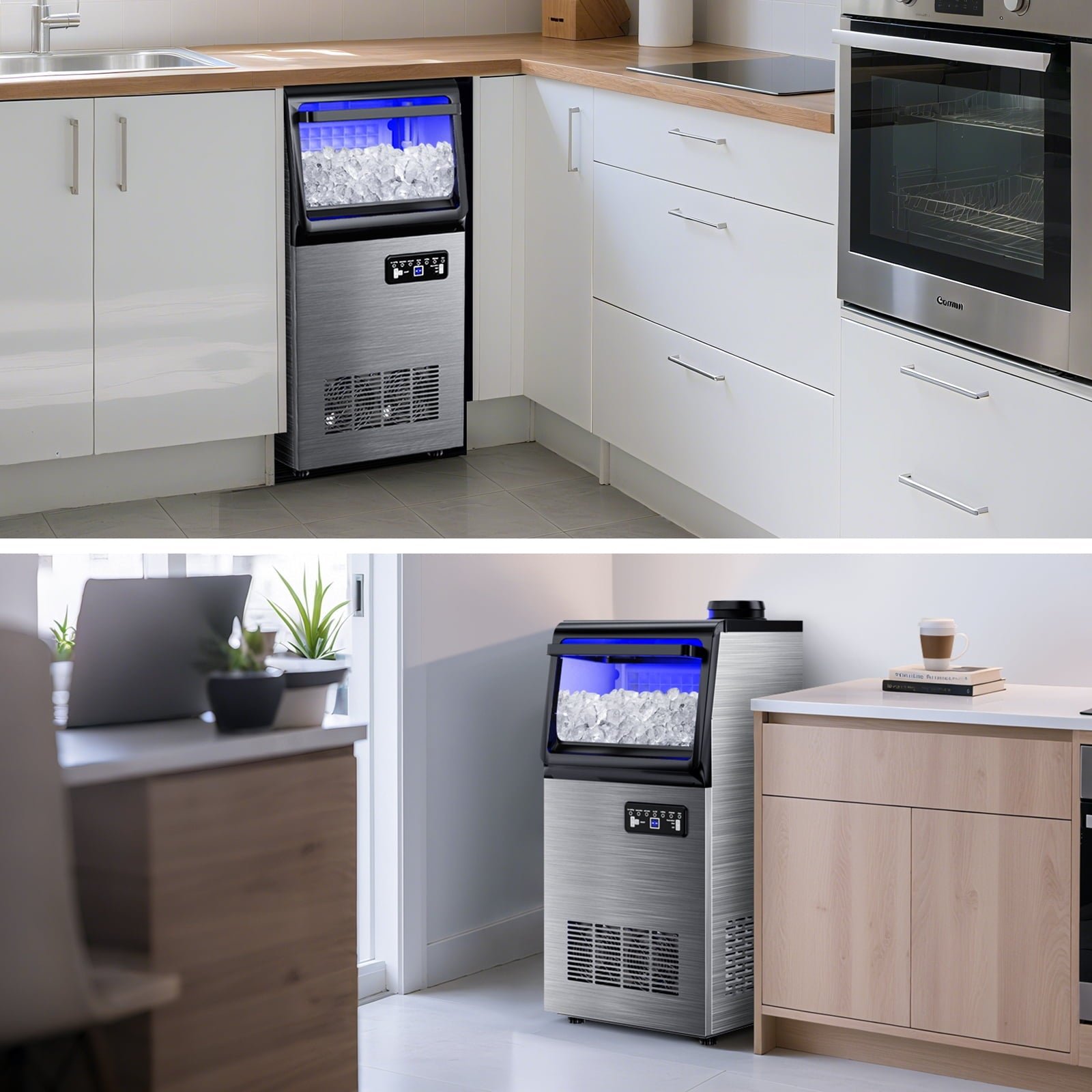 Tittla 70lbs/24H Commercial Ice Maker Machine,Stainless Steel Under Counter ice Machine,37LBS Storage Capacity for Restaurant Home Bar