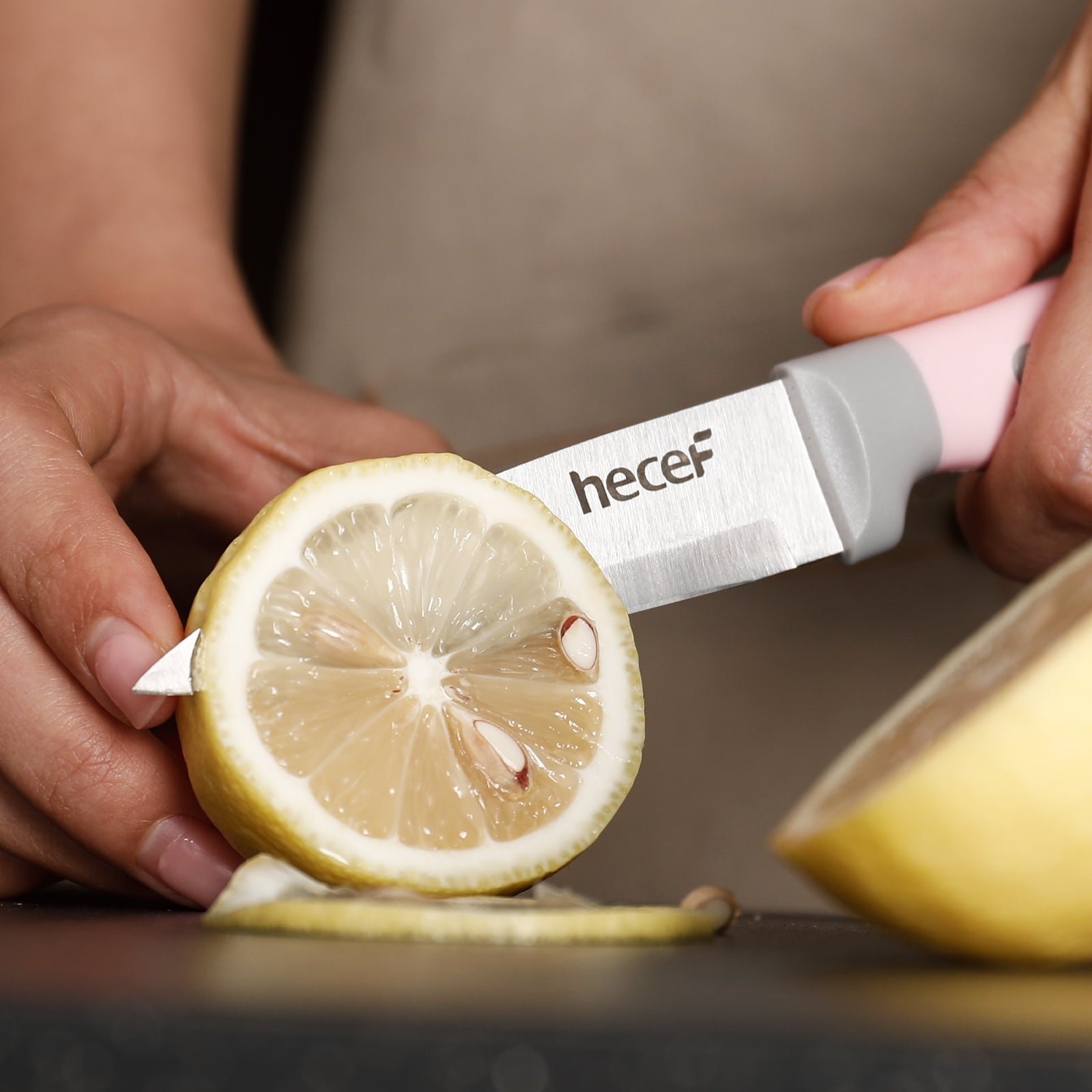 Hecef 14-Piece Pink Knife Set with Block and Sharpener, High Carbon Stainless Steel Kitchen Knives