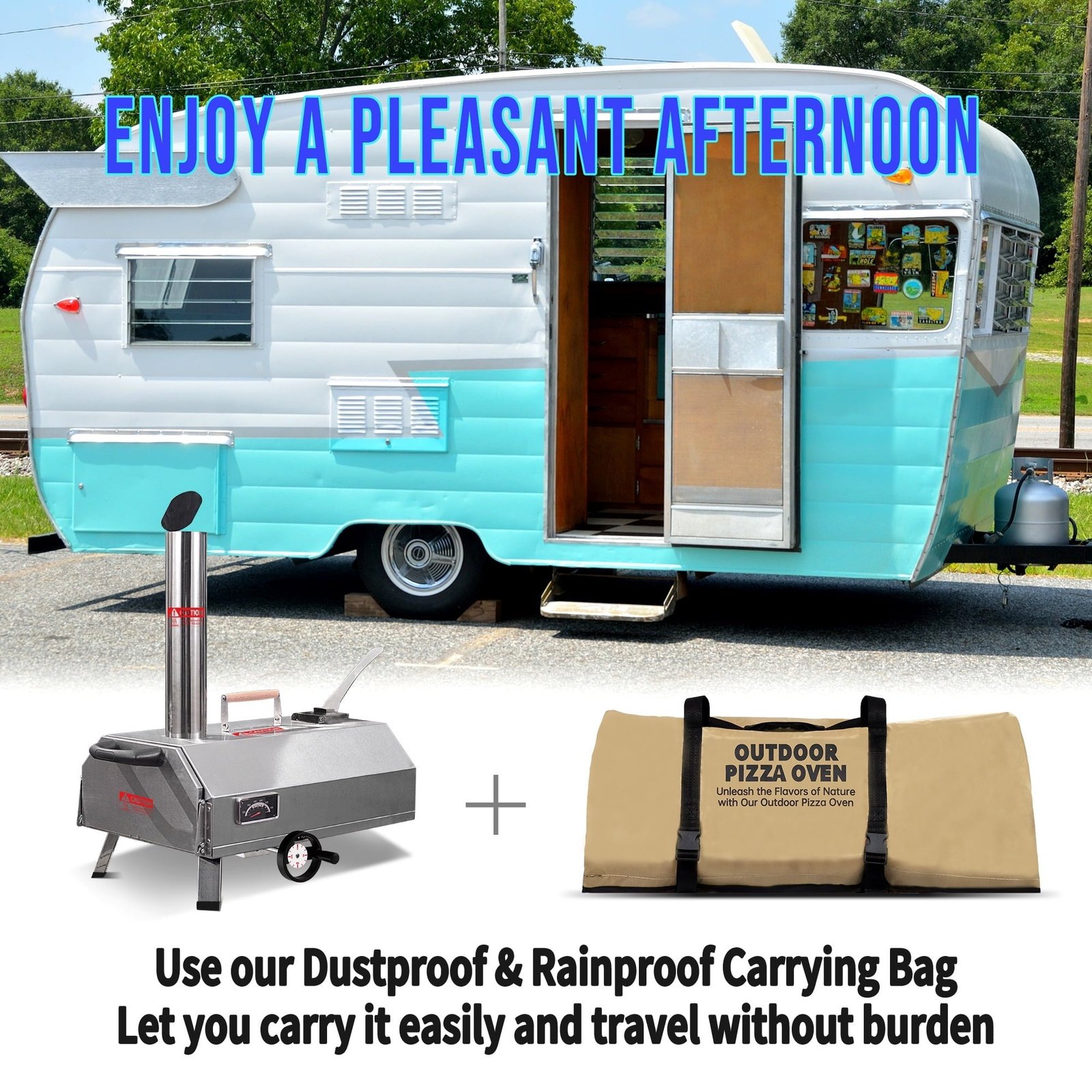 Segmart 12" Wood Fired Pizza Oven Outdoor, Portable Multi-Fuel Pizza Maker with Thermometer, Stainless Steel Cooking Grill with Wood Handle for Backyard, Outside Camping and Picnics