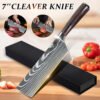 7" Nakiri Knife Kitchen Chef'S Knife Damascus Laser Stainless Steel Meat Slicing