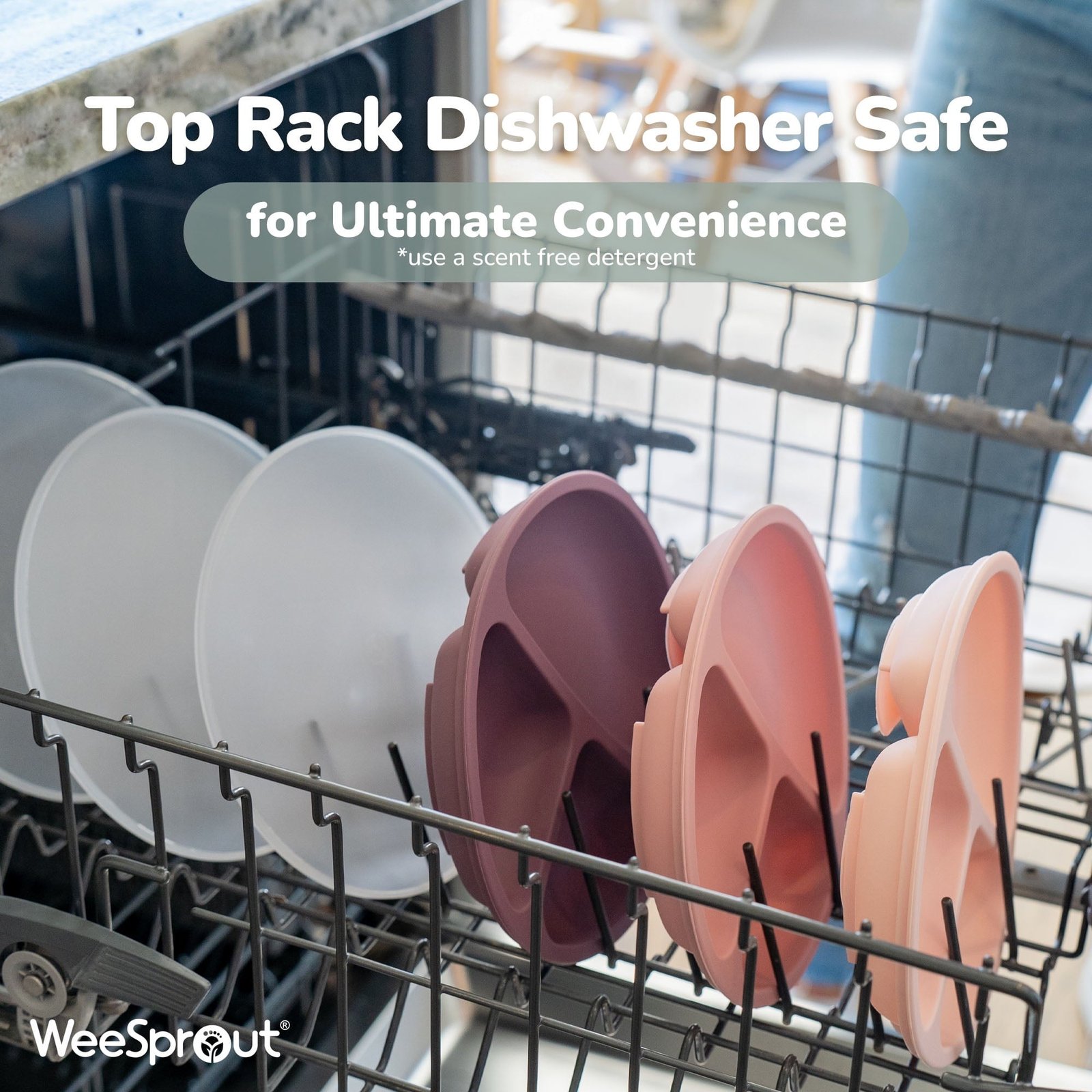 WeeSprout Suction Plates with Lids for Babies & Toddlers, 100% Silicone, Dinnerware Stays Put, 3-Pk