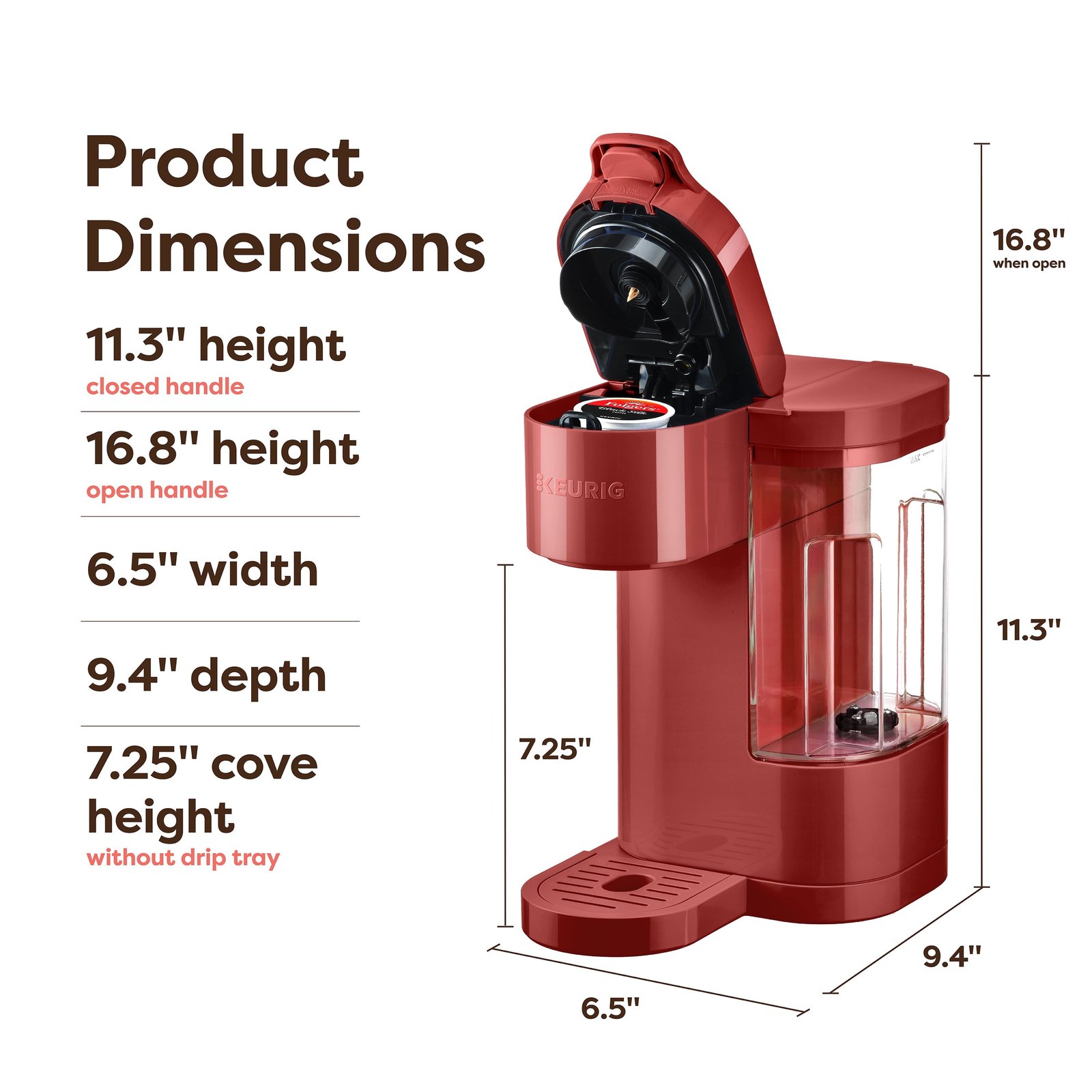 Keurig K-Express Essentials Red Single-Serve K-Cup Pod Coffee Maker