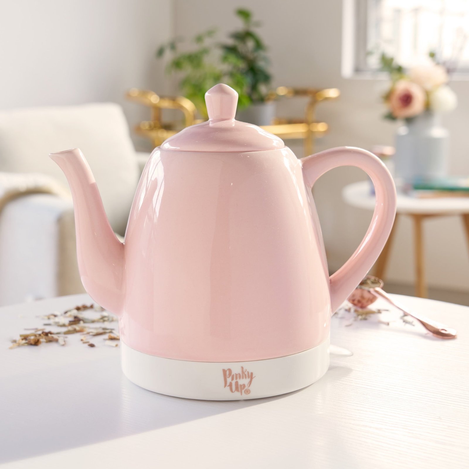 Pink Up Noelle Ceramic Electric Kettle for Hot Tea and Coffee, 1.5L, Pink
