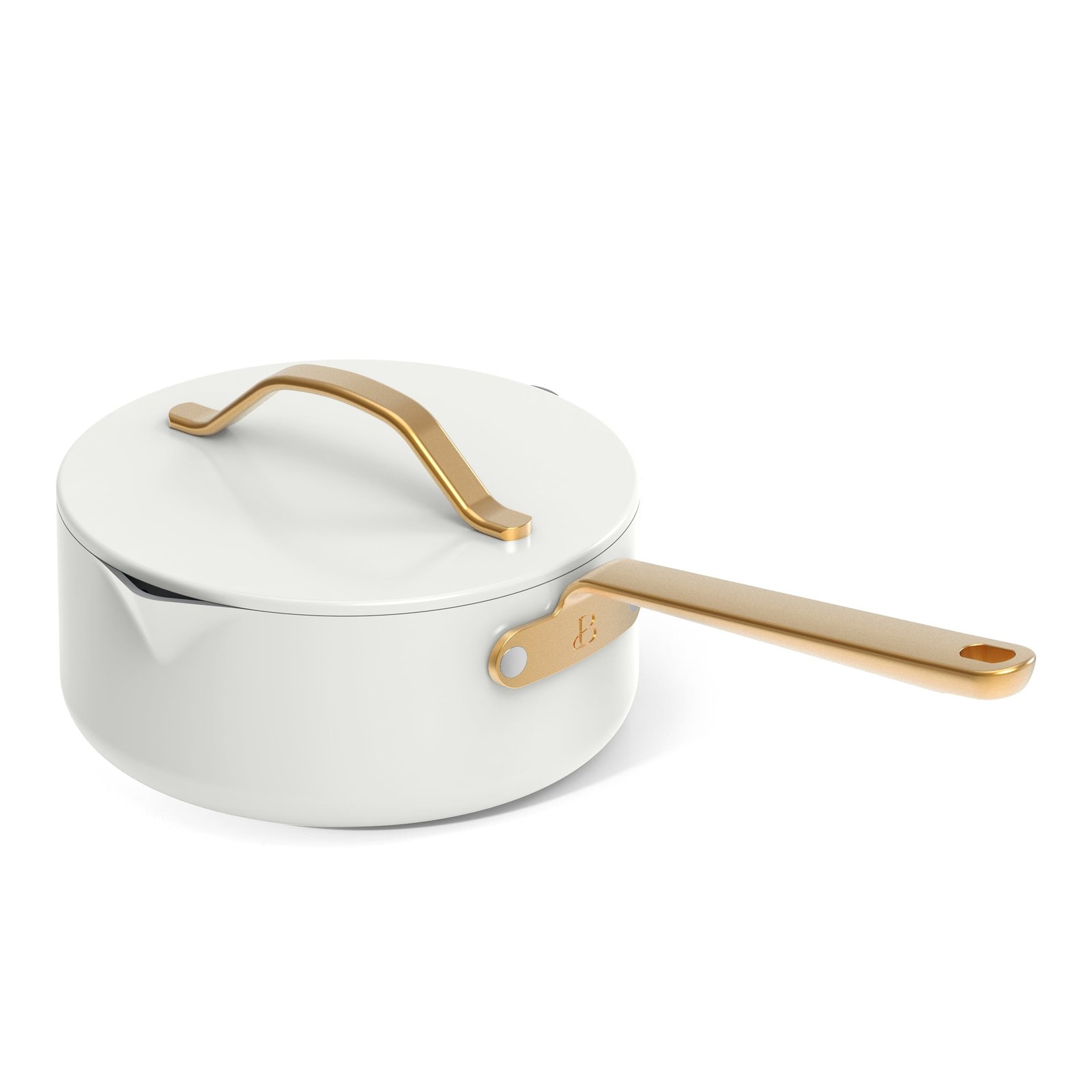 Beautiful 12-Piece Ceramic Nonstick Cookware Set, Pots and Pans with Strainer Lids, White Icing by Drew Barrymore