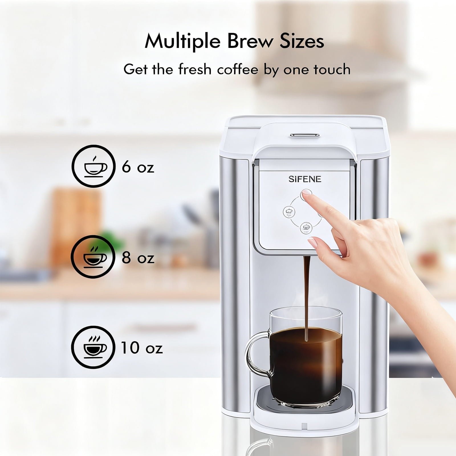 SIFENE 3 in 1 Single Serve Coffee Maker: Coffee Machine Compatible with K Cup Capsules & Grounds, Instant Coffee Pot, Tea Maker Brewer - Removable 50 Oz Water Reservoir, 120V 1150W, Black