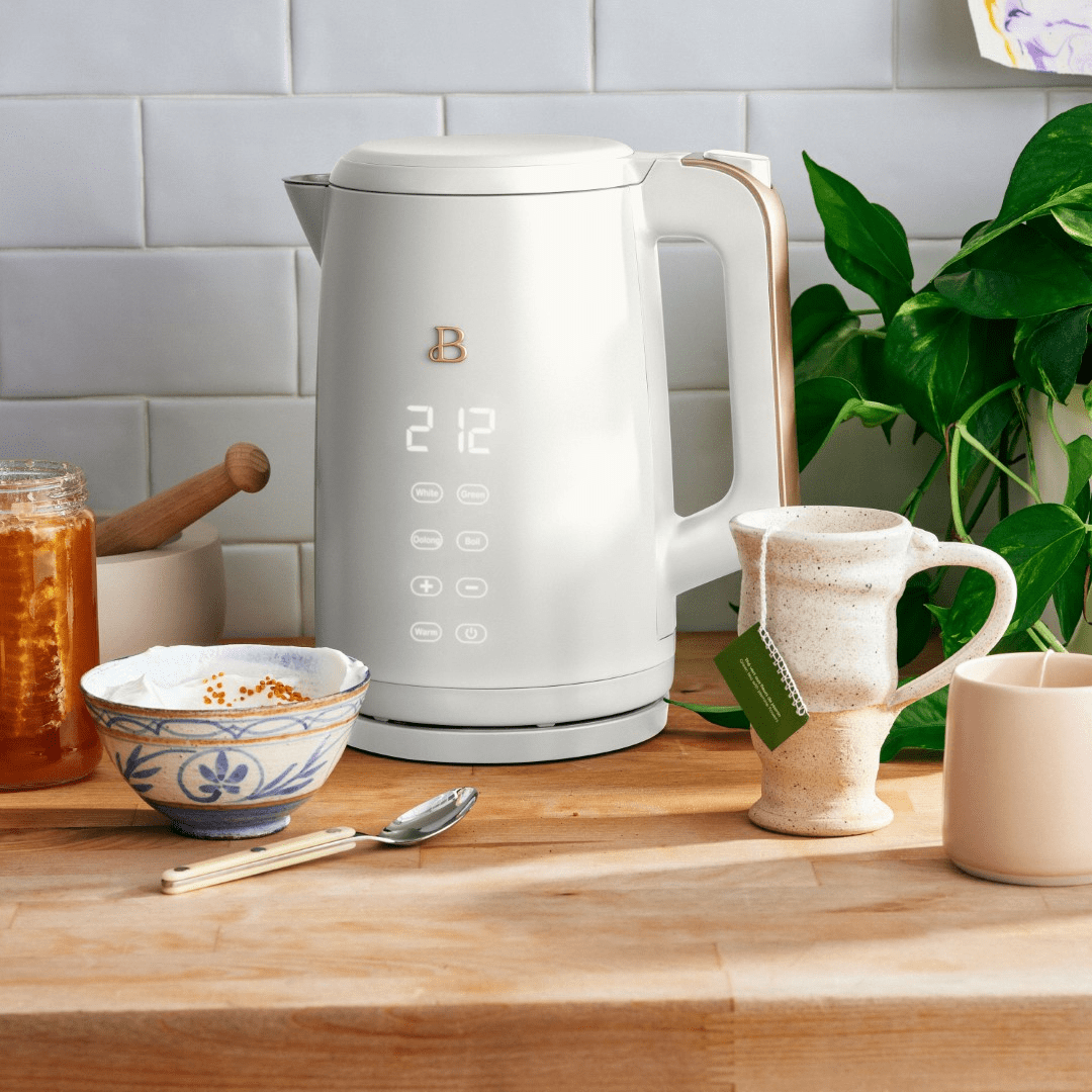 Beautiful 1.7-Liter Electric Kettle 1500 W with One-Touch Activation, White Icing by Drew Barrymore