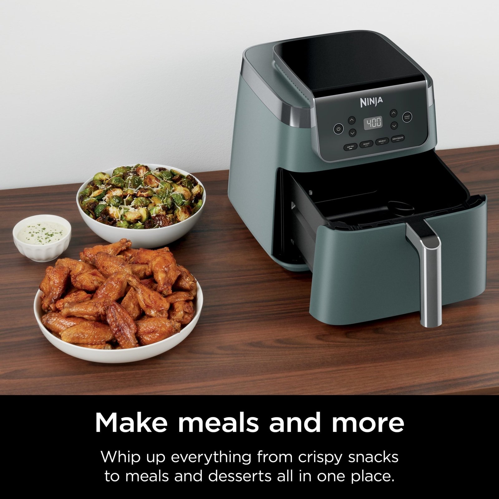 Ninja 4-in-1 Pro XL 6.5 Qt Air Fryer w/ Air Crisp Technology, Nonstick Basket & Crisper Plate, AF180 Sage