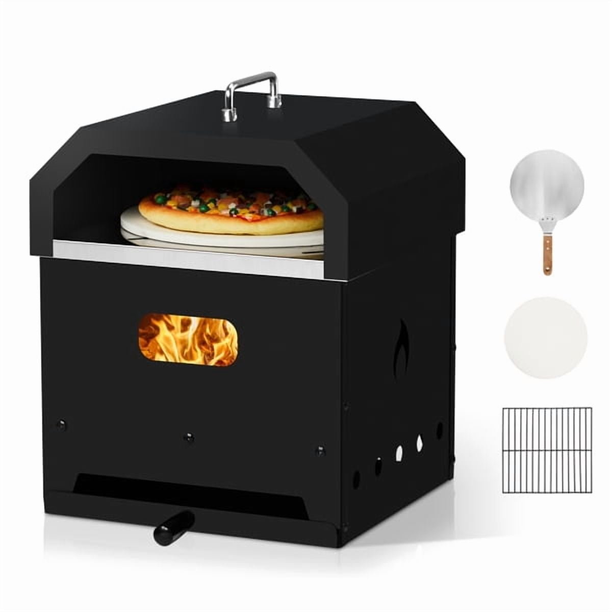 YDLW 14"Outdoor Pizza Oven Wood Fired Pizza Oven Portable Patio Ovens & Pizza Stone, Pizza Peel,Adjustable Legs,Waterproof Cover