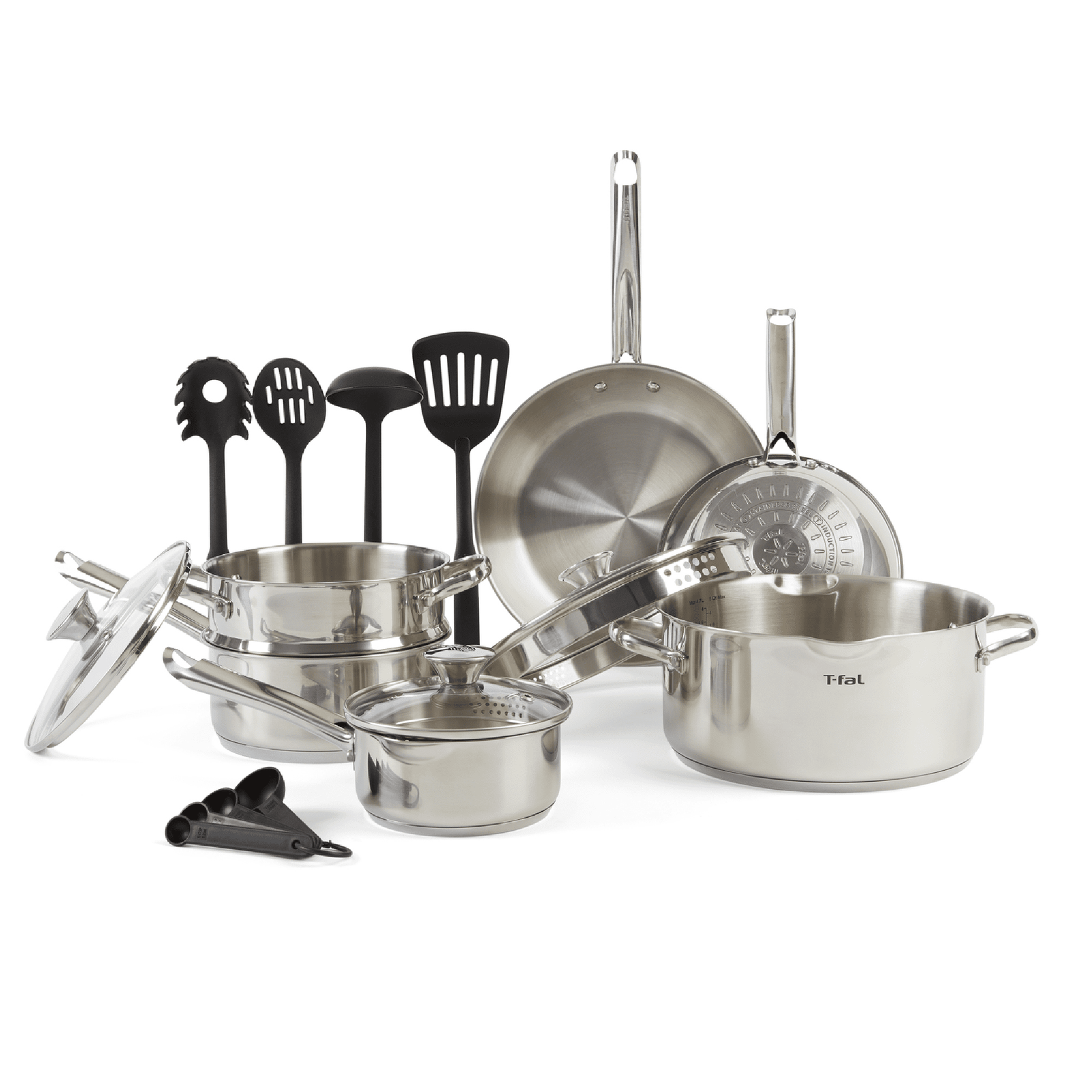 T-fal Cook & Strain Stainless Steel Cookware Set, 14 piece Set