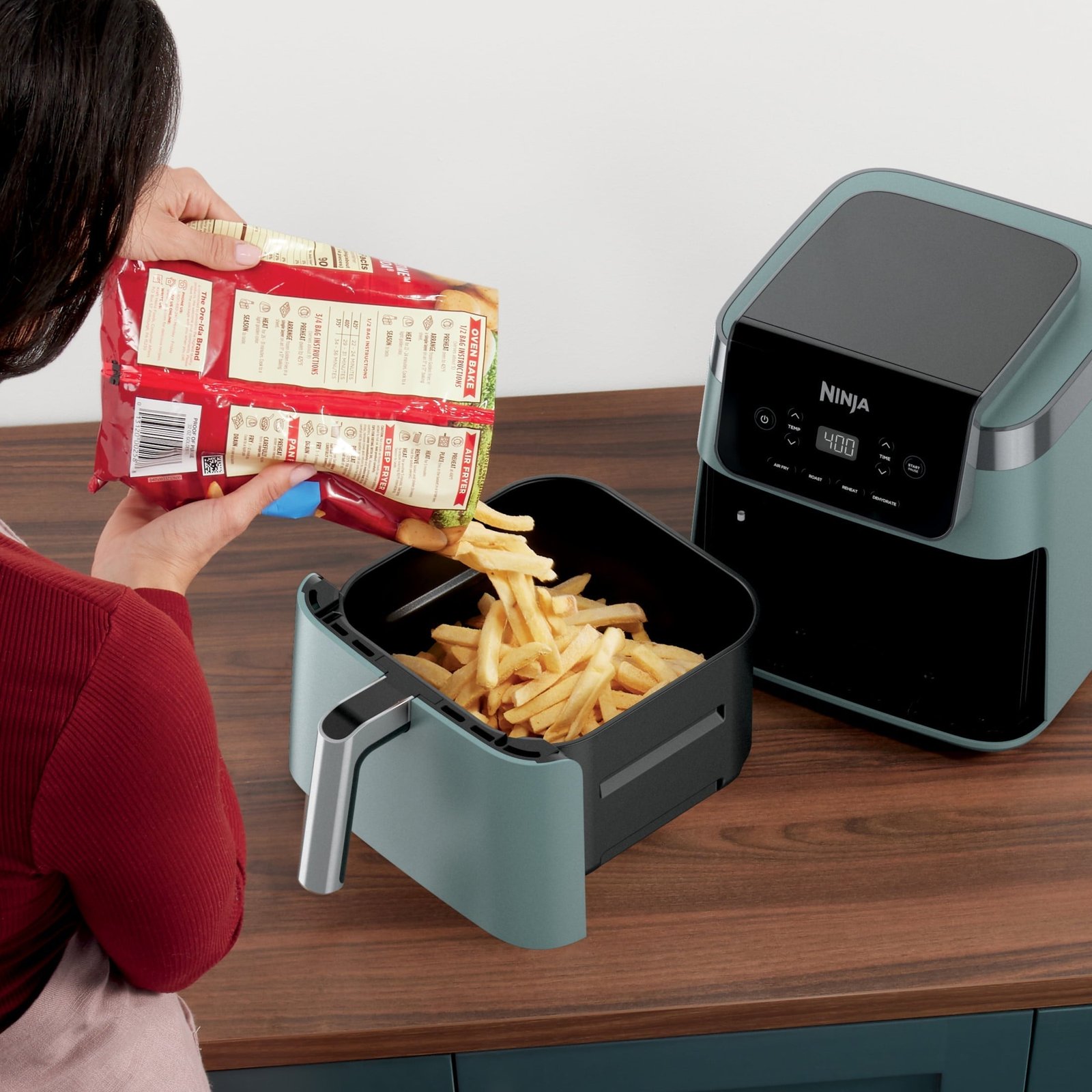 Ninja 4-in-1 Pro XL 6.5 Qt Air Fryer w/ Air Crisp Technology, Nonstick Basket & Crisper Plate, AF180 Sage