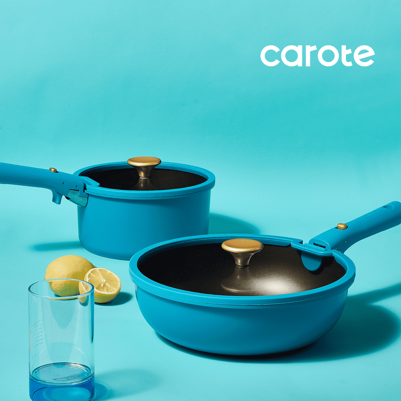 Carote 21 Pcs Nonstick Cookware Sets, Pots and Pans Set with Detachable Handles, Oven/Dishwasher Safe, Stackable Kitchen Cooking Set, Induction Cookware, Peacock Blue