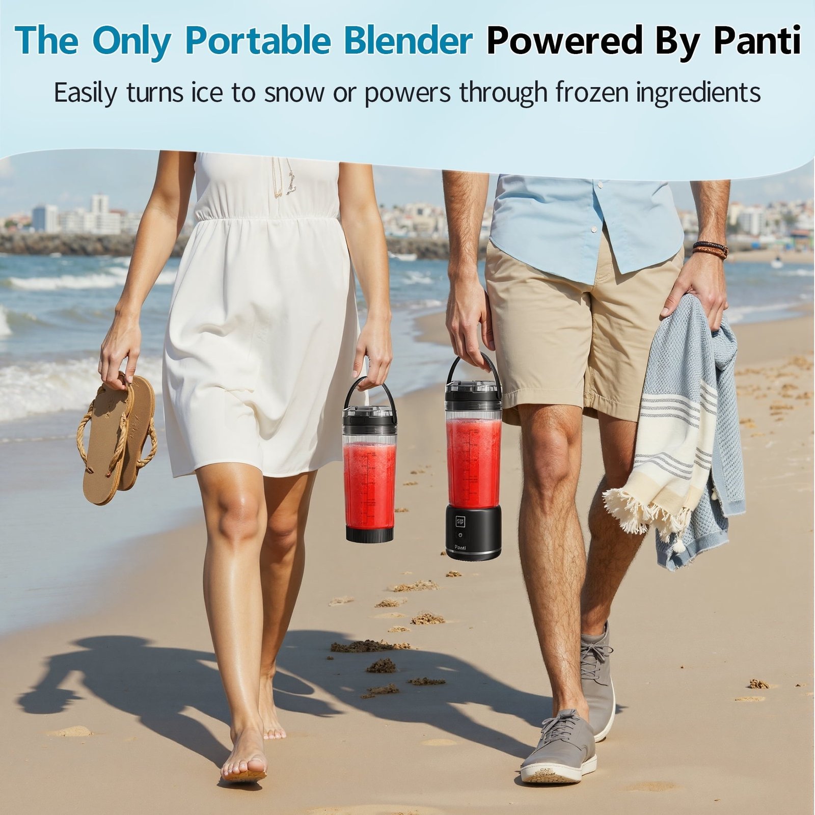 Panti Portable Blender, Cordless, 18oz. USB-C Rechargeable Personal Blender for Shakes & Smoothies, BPA Free, Cover with Handle, USB-C Rechargeable, Dishwasher Safe Parts, Black