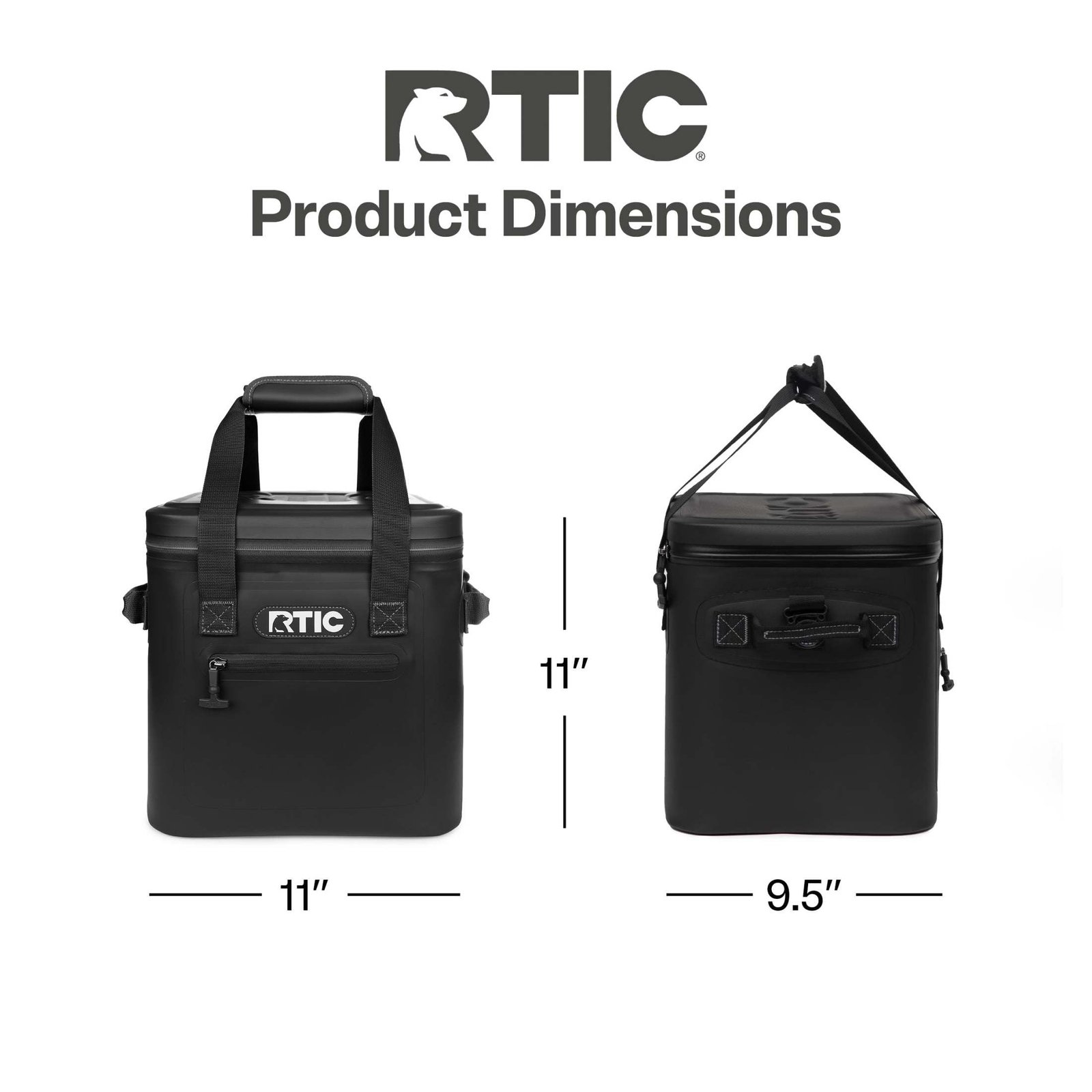 RTIC 12 Can Ultra-Tough Soft Cooler, 10 Qt, Leakproof, Waterproof Zipper, Black