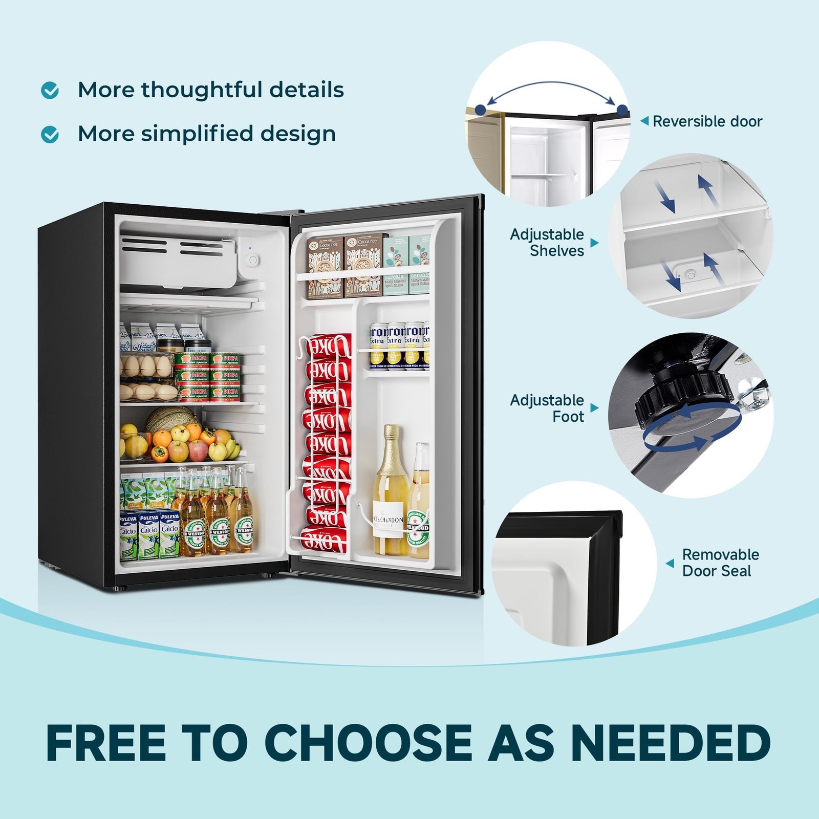 Simzlife 3.0 Cu.ft Upright Freezer,Single Door Compact Design,Reversible Stainless Steel Door,Suitable for Home,Dorm,Apartment and Office,Black