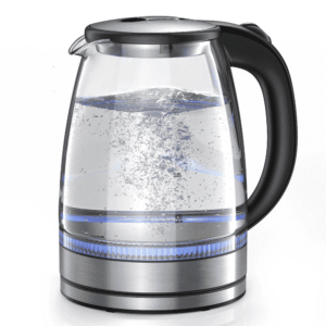 HadinEEon Electric Kettle 1.7L Glass Boiler Electric Tea Kettle with Blue LED Indicator Light, Silver