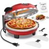 ONSON 12-Inch Pizza Maker with Ceramic Stone, Heats up to 800°F, Countertop Pizza Oven for Home, Red