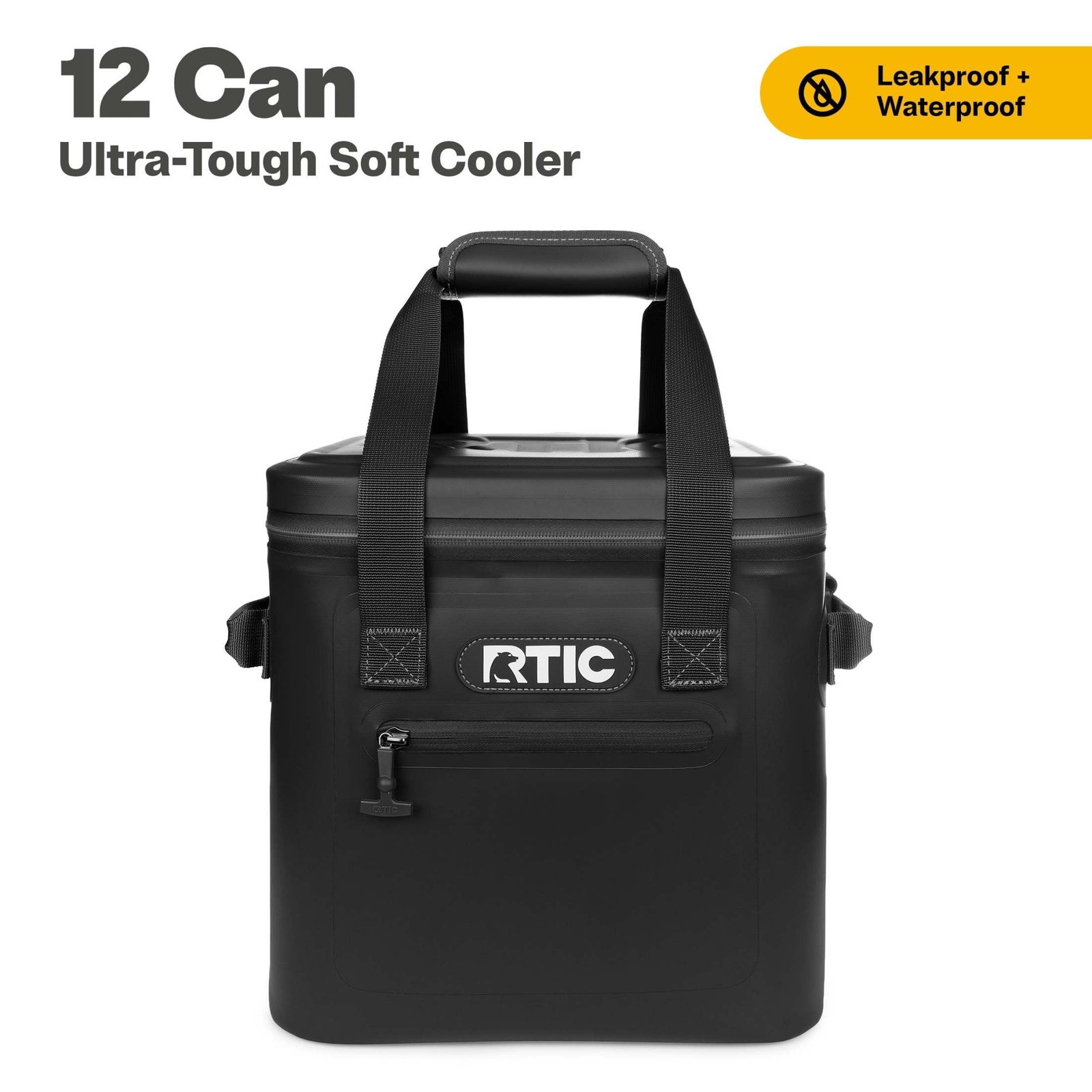 RTIC 12 Can Ultra-Tough Soft Cooler, 10 Qt, Leakproof, Waterproof Zipper, Black