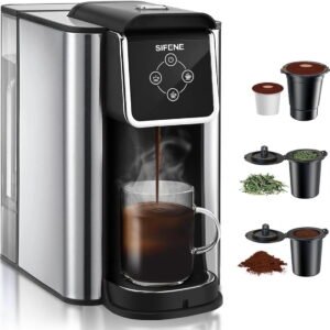 SIFENE 3 in 1 Single Serve Coffee Maker: Coffee Machine Compatible with K Cup Capsules & Grounds, Instant Coffee Pot, Tea Maker Brewer - Removable 50 Oz Water Reservoir, 120V 1150W, Black
