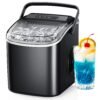 Simzlife 26 lbs/24H Countertop Ice Maker Machine, 9 Bullet-Shaped Ice in 6 Min, Auto-Cleaning