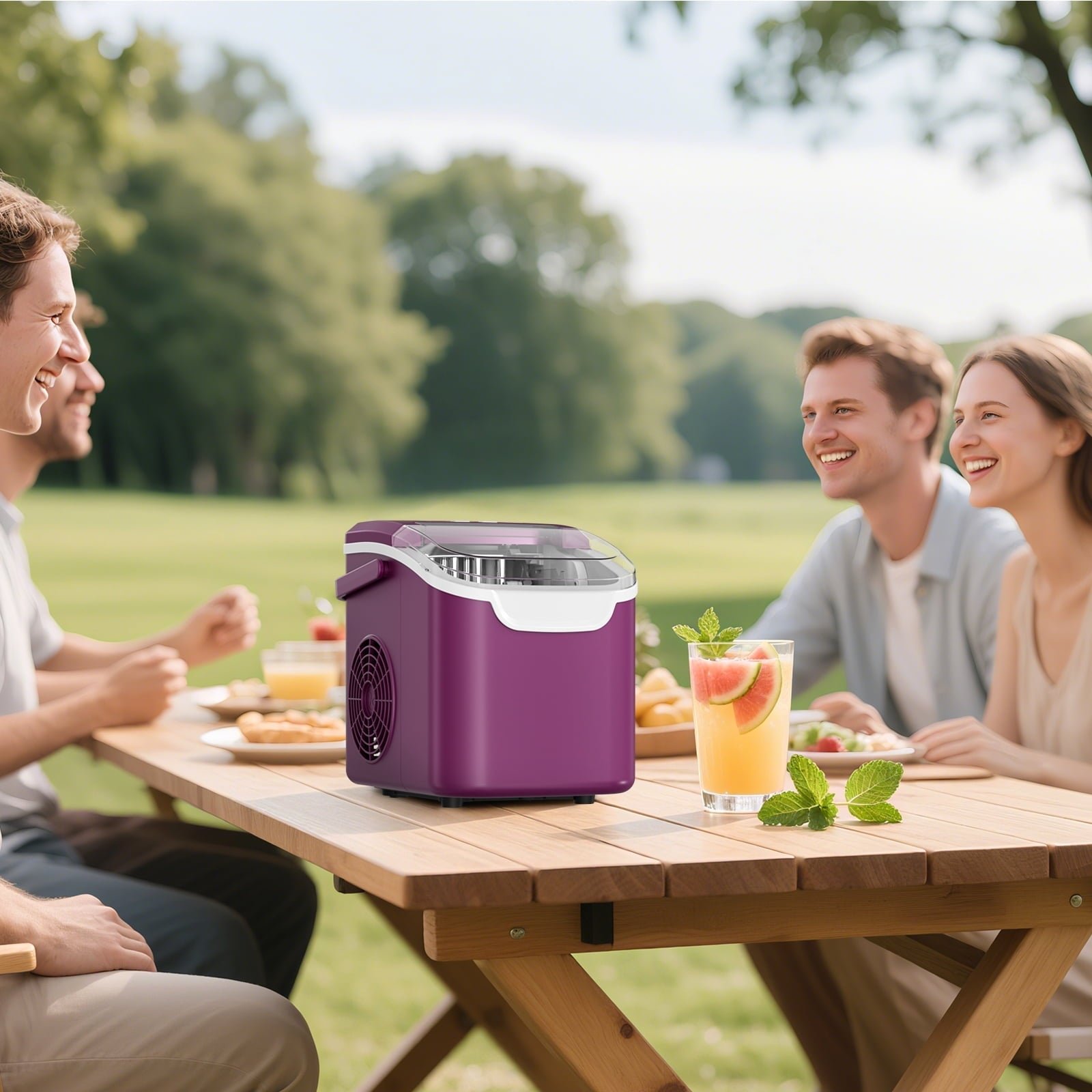 WAA Ice Makers Countertop, 26.5Lbs/Day, Quiet Portable Mini Ice Machine, Purple