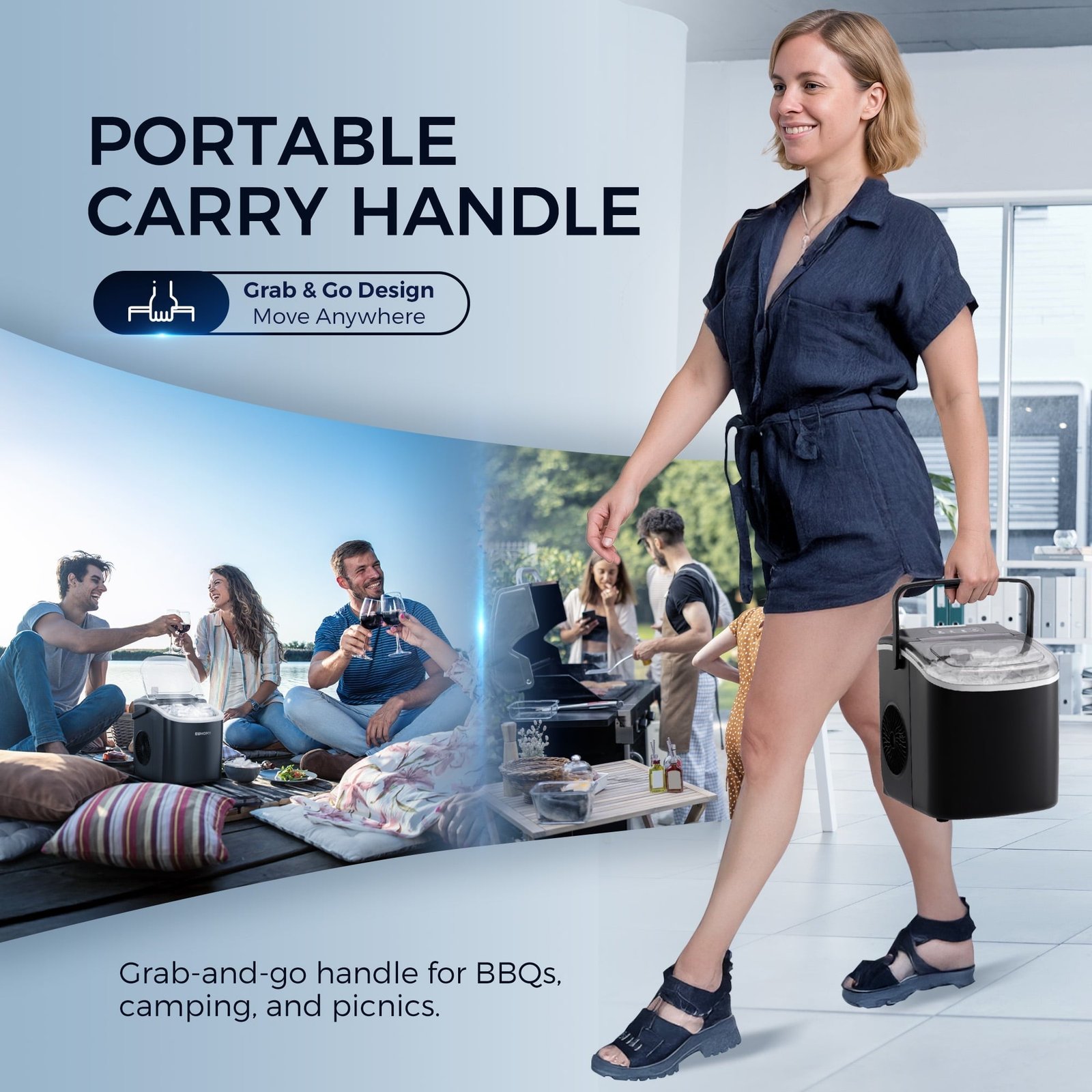 Simzlife 26 lbs/24H Countertop Ice Maker Machine, 9 Bullet-Shaped Ice in 6 Min, Auto-Cleaning