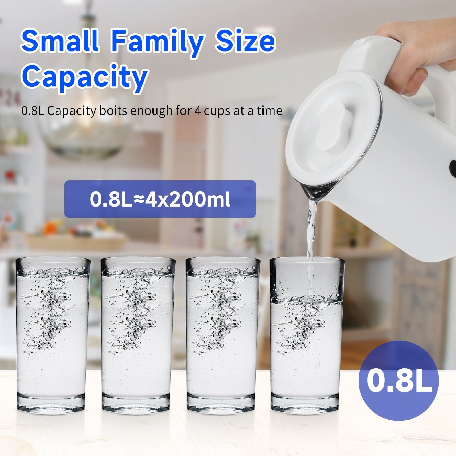 Small Electric Tea Kettle Stainless Steel, 0.8L Portable Mini Hot Water Boiler Heater, Travel Electric Coffee Kettle with Auto Shut-Off & Boil Dry Protection