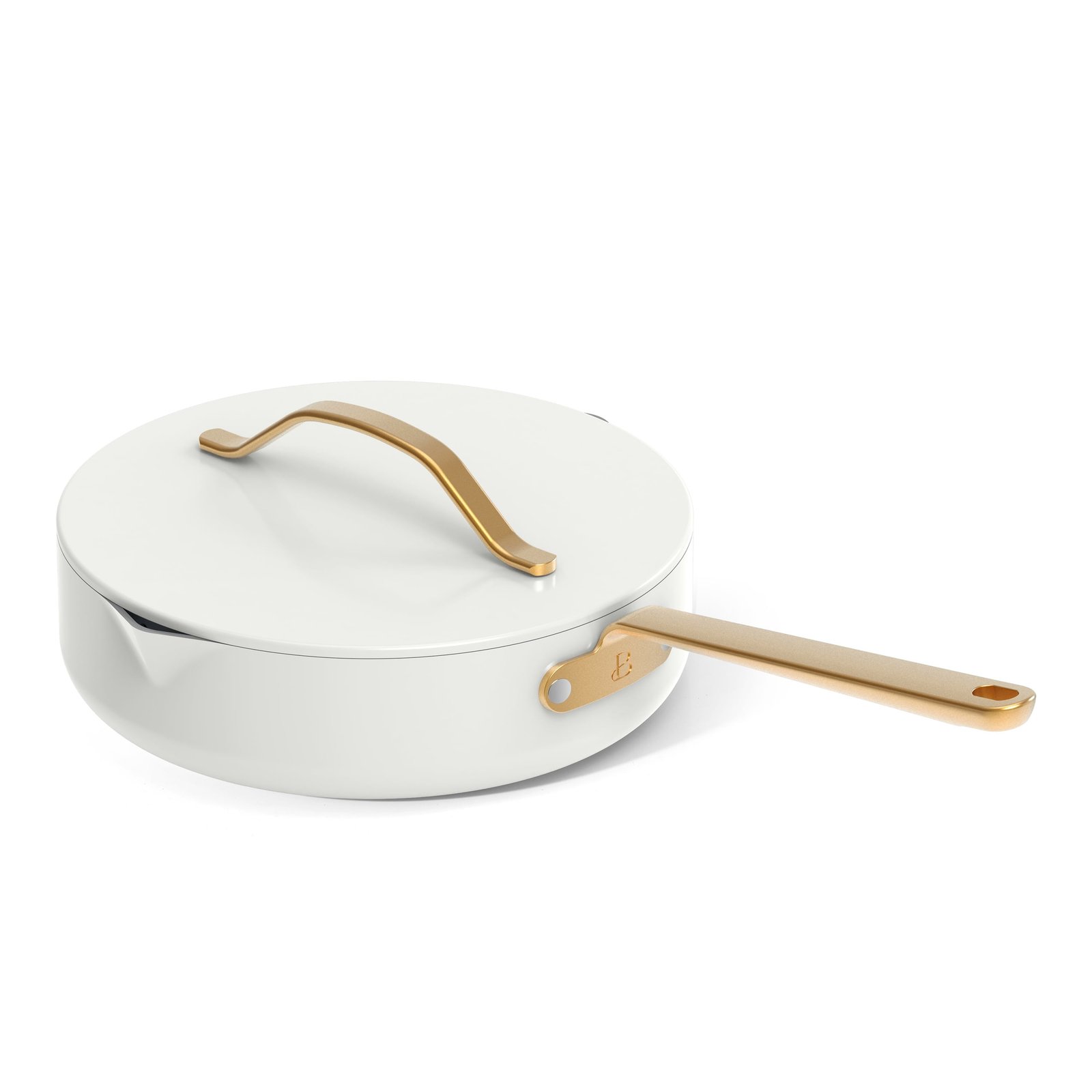 Beautiful 12-Piece Ceramic Nonstick Cookware Set, Pots and Pans with Strainer Lids, White Icing by Drew Barrymore