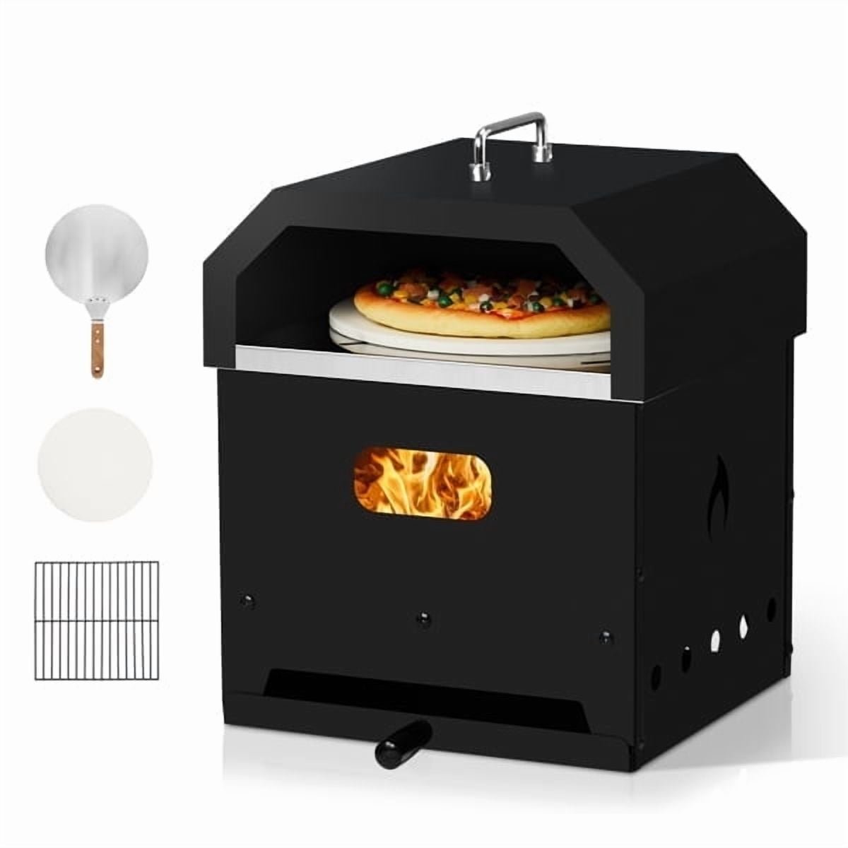 YDLW 14"Outdoor Pizza Oven Wood Fired Pizza Oven Portable Patio Ovens & Pizza Stone, Pizza Peel,Adjustable Legs,Waterproof Cover