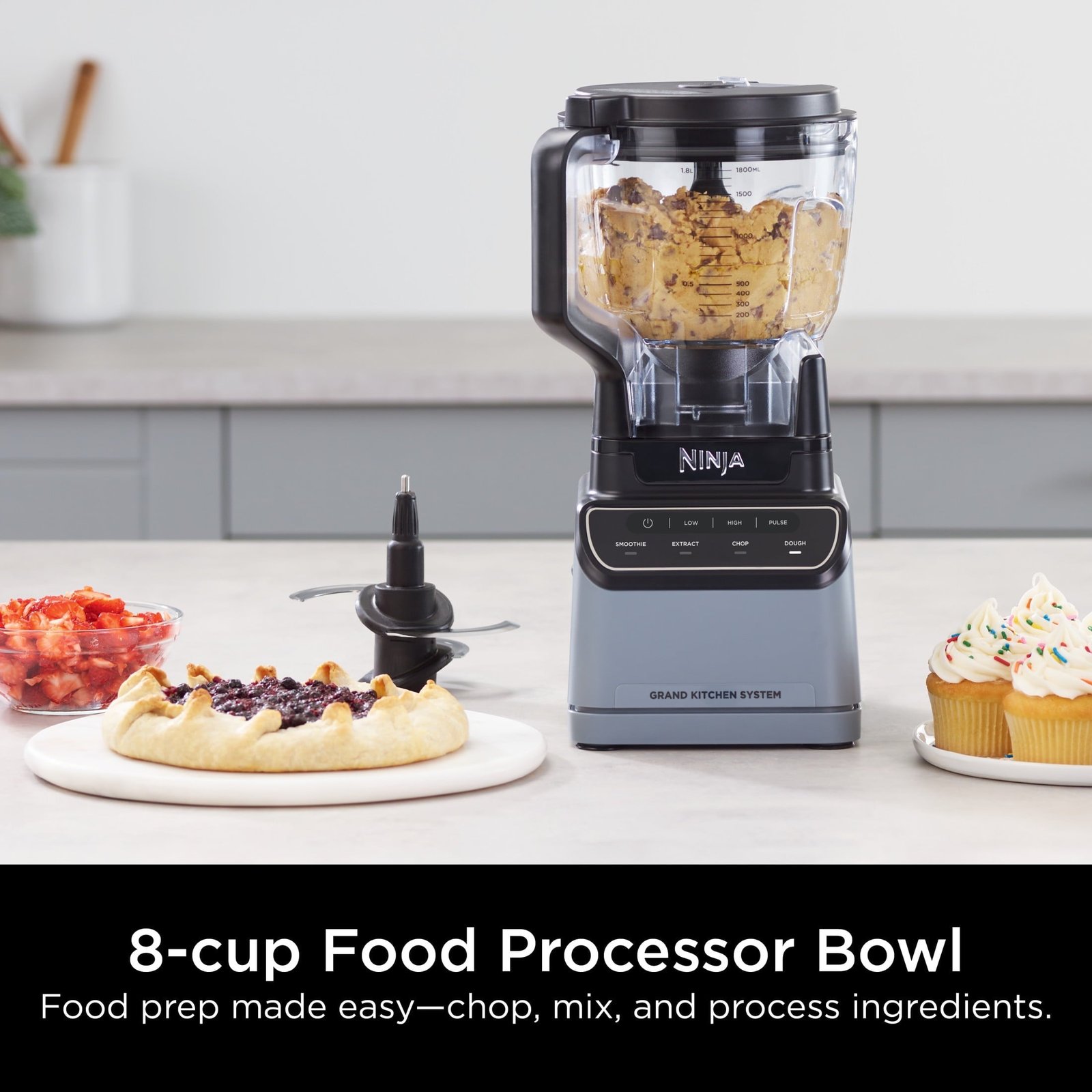 Ninja Grand Kitchen System 1200, Blender & Food Processor Combo, 4 Presets, Auto-iQ® Programs, 64 oz Processor Bowl, 72 oz Pitcher, 1200 W, Dishwasher Safe, KS500