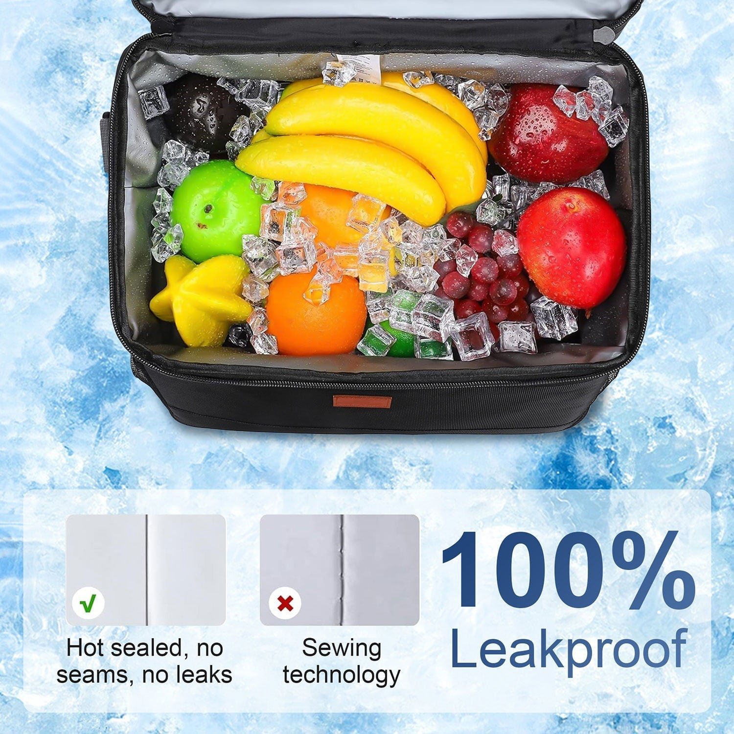 Qunler Extra Large Soft Sided Cooler Bag, 48 Can/30L Leakproof Portable Travel Beach Camping Picnic Insulated Coolers Bag, 37qt, Black