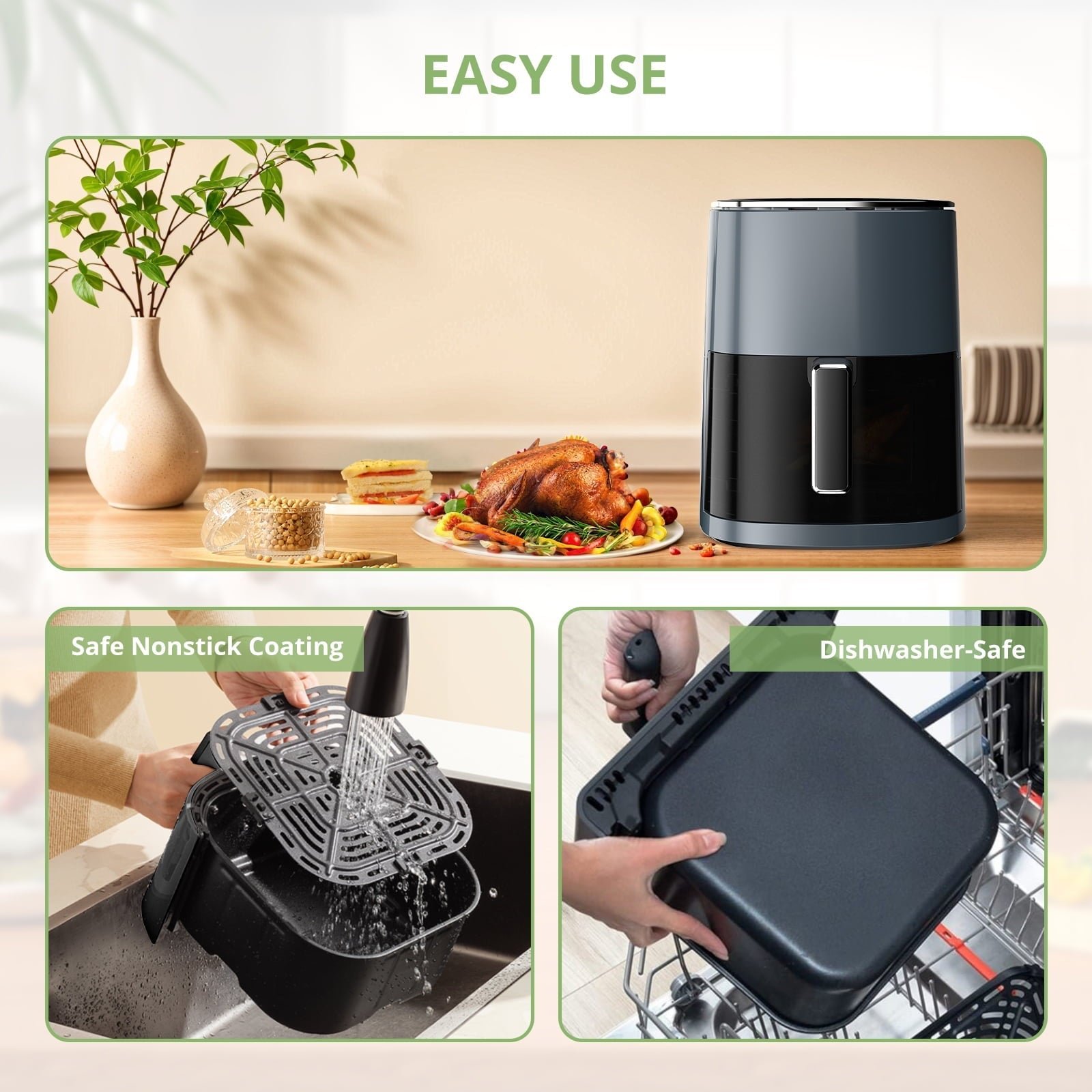 Atilioo 6QT Air Fryer - 12-in-1 Multifunctional Touchscreen Cooker, Crisps, Roasts, Bakes & Reheats with 95% Less Oil, Quick & Easy Meals, Large Capacity Electric Oven, Black