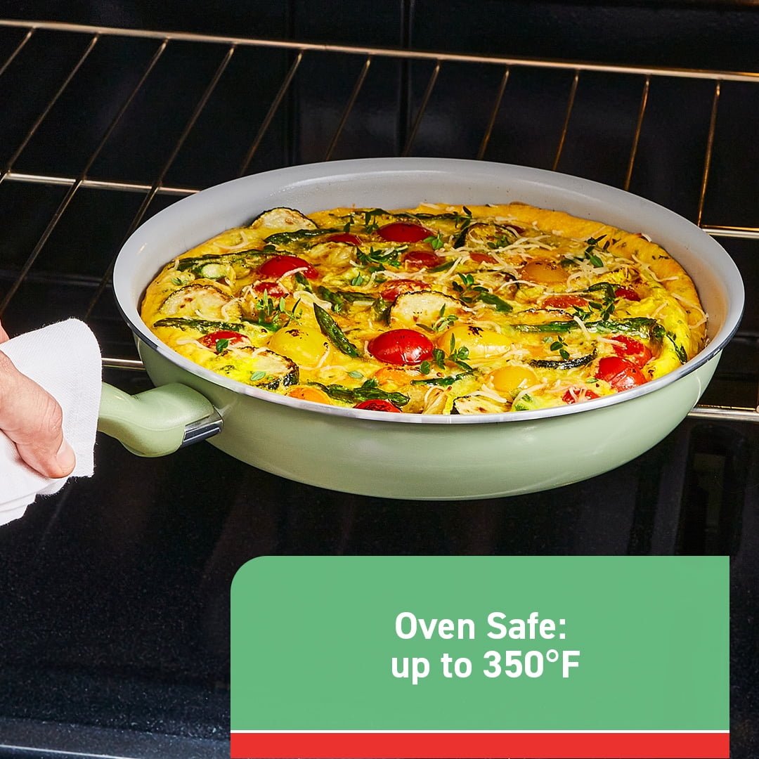 T-fal Fresh Recycled Aluminum Ceramic Fry Pan Set, 2 Piece, 8.5 and 10.25 Inch, Cookware, Green