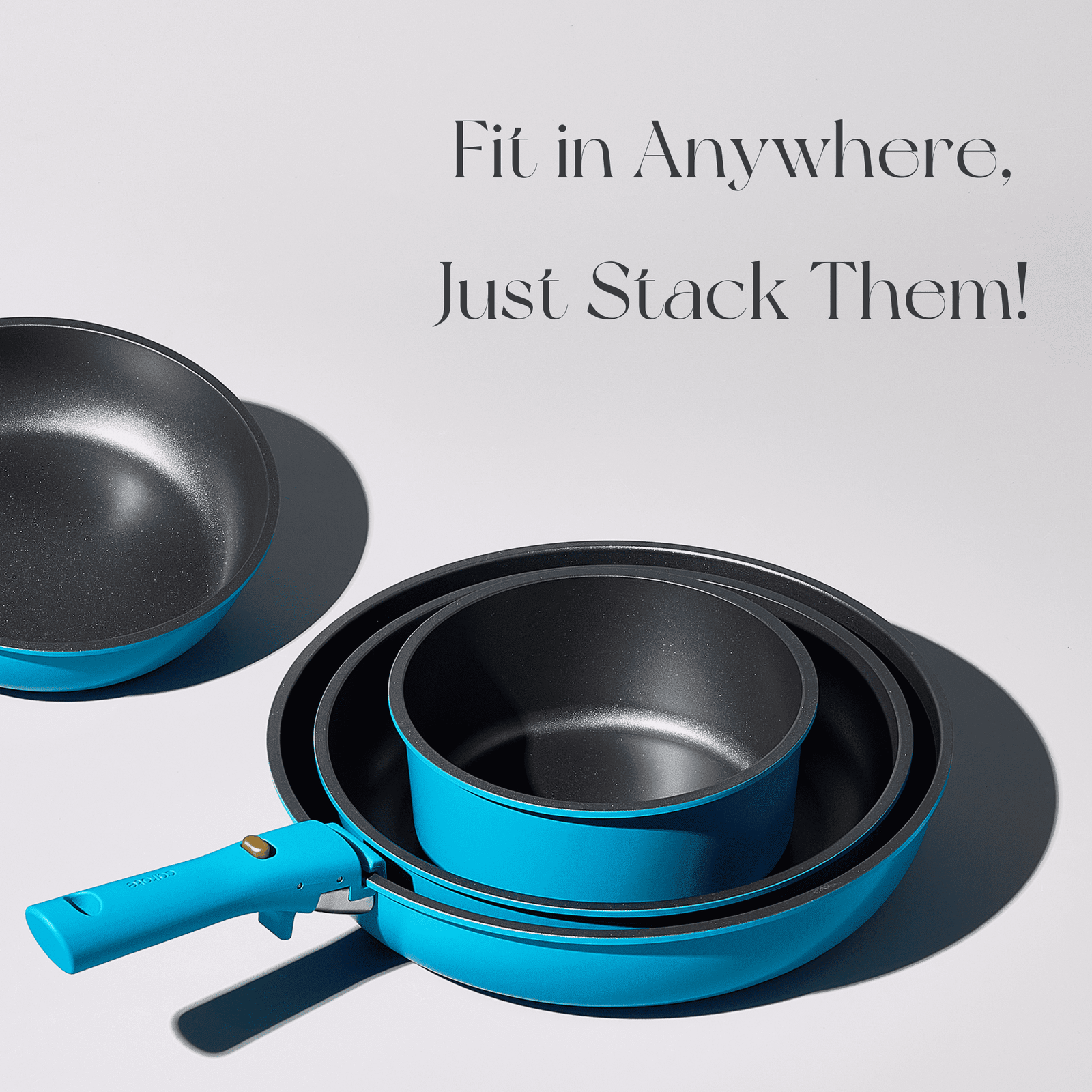 Carote 21 Pcs Nonstick Cookware Sets, Pots and Pans Set with Detachable Handles, Oven/Dishwasher Safe, Stackable Kitchen Cooking Set, Induction Cookware, Peacock Blue
