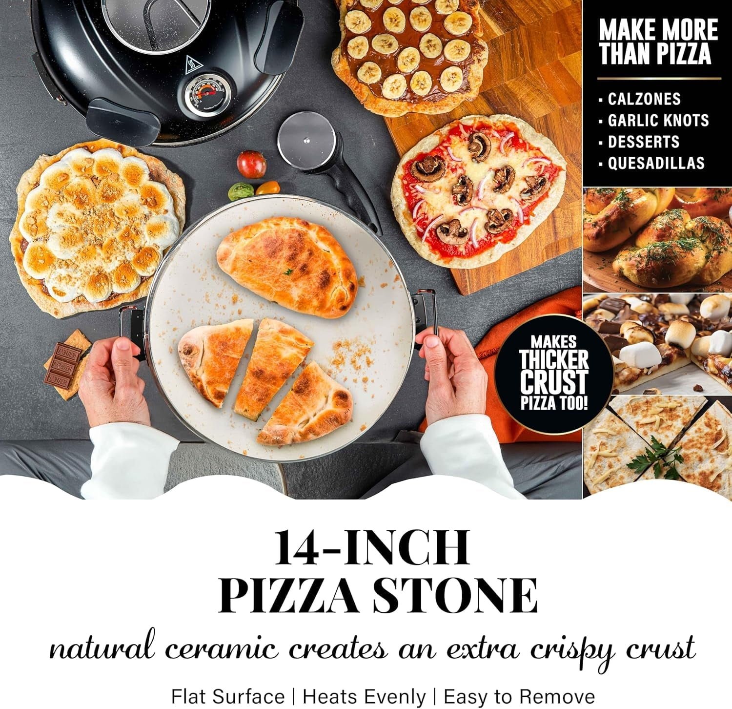 PIEZANO XL Crispy Crust Pizza Oven by Granitestone 14 Inch Electric Pizza Oven Indoor Countertop Maker w/ Ceramic Stone Heats up to 800°F for Stone Baked Pizzeria Style at Home As Seen on TV Products