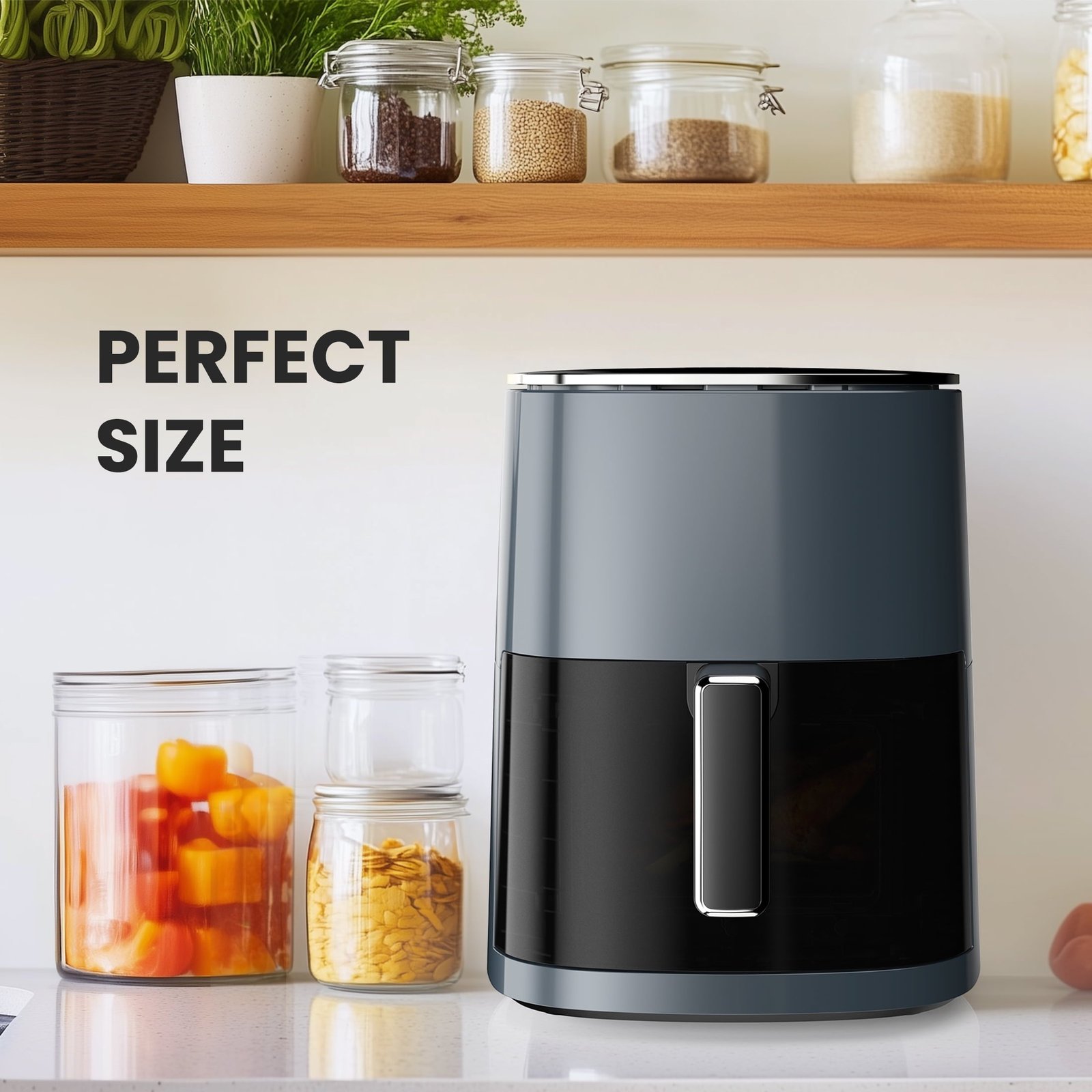 Edx Air Fryer,6 Qt Compact & Large with 400F for Crispy, Electric Multifunctional Cooker with Digital LED, Grey